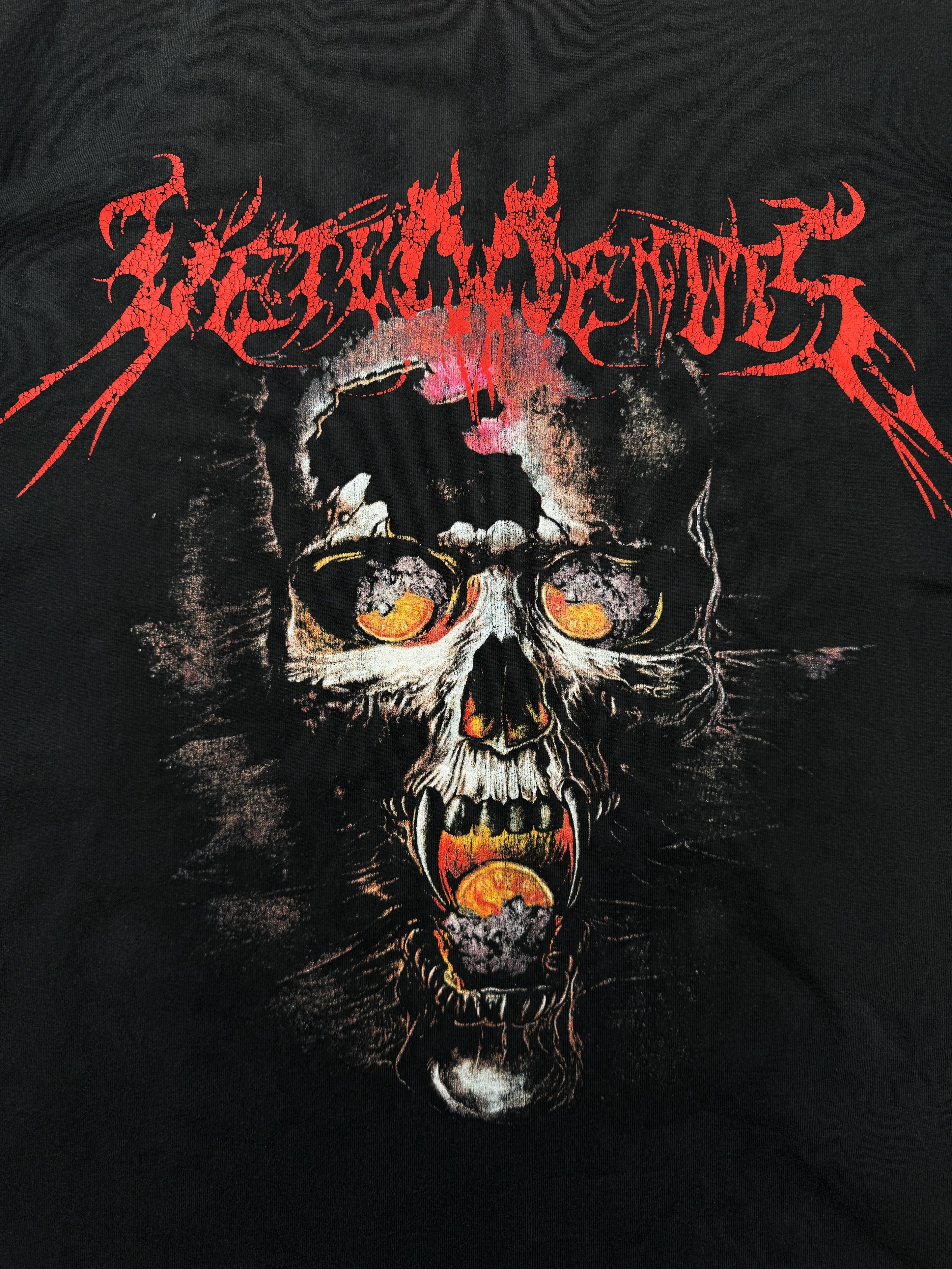 AW18 Vetements ‘Heavy Metal Skull’ Grey Washed Graphic T-Shirt
