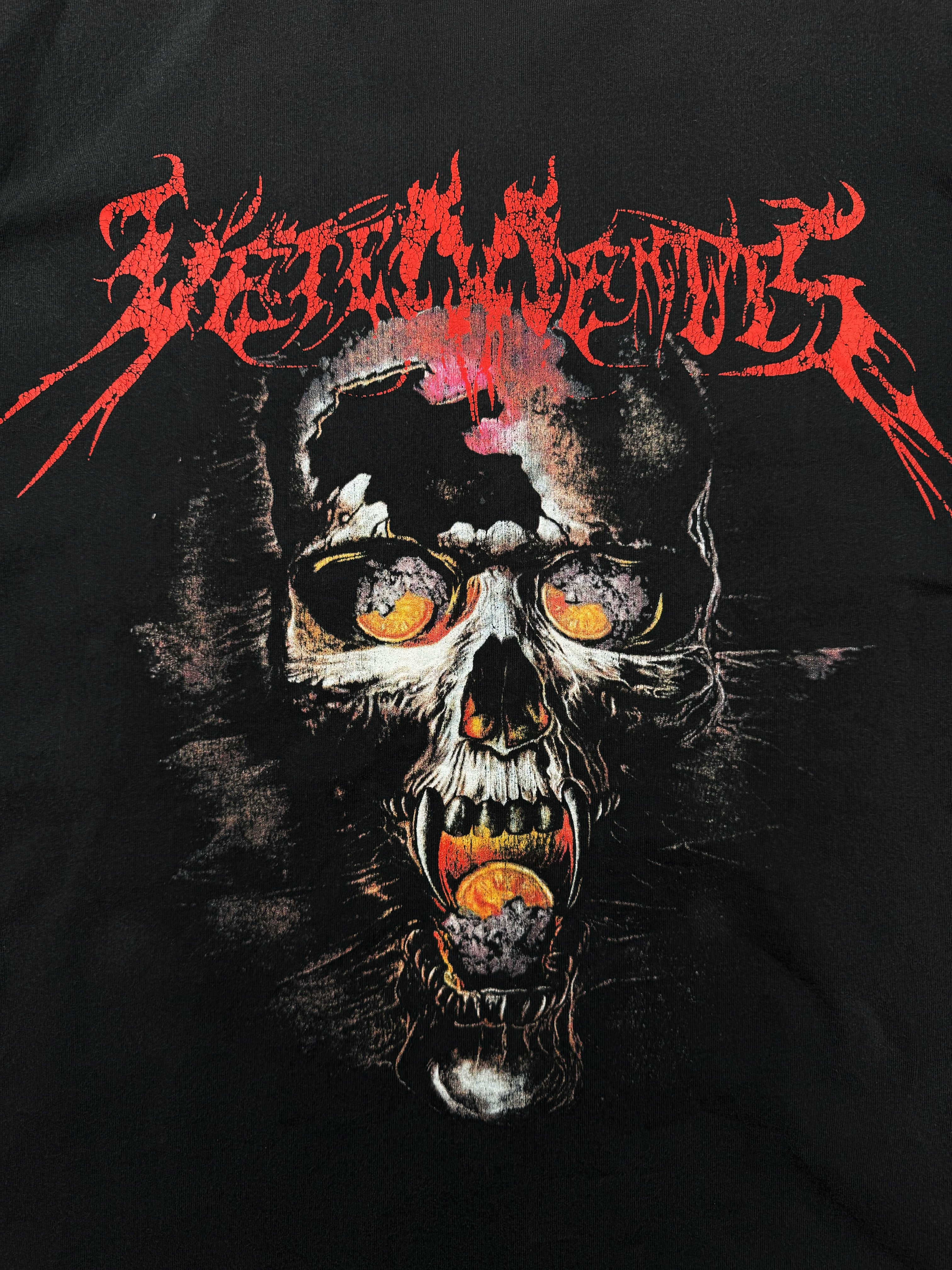AW18 Vetements ‘Heavy Metal Skull’ Grey Washed Graphic T-Shirt