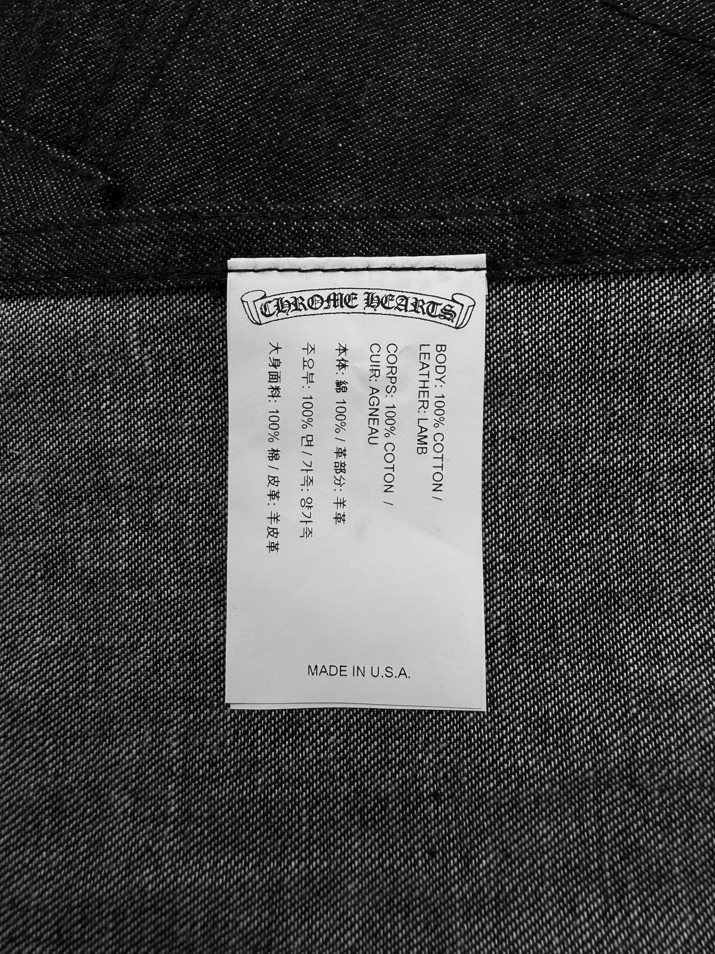 Chrome Hearts 9 Leather Cross Patch Black Denim Apron