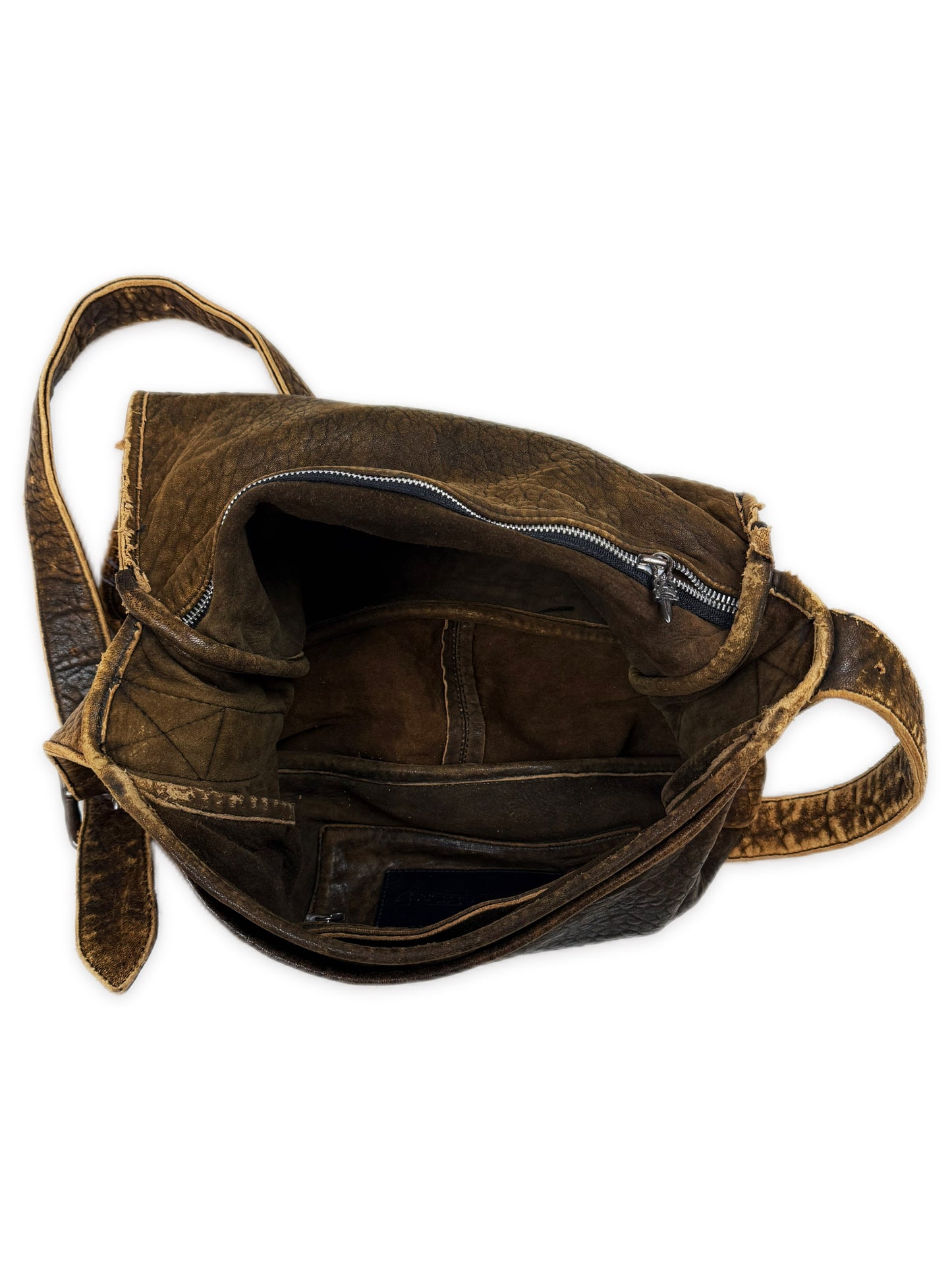 Chrome Hearts Brown Patina Leather Filigree OTJ Large Messenger Bag