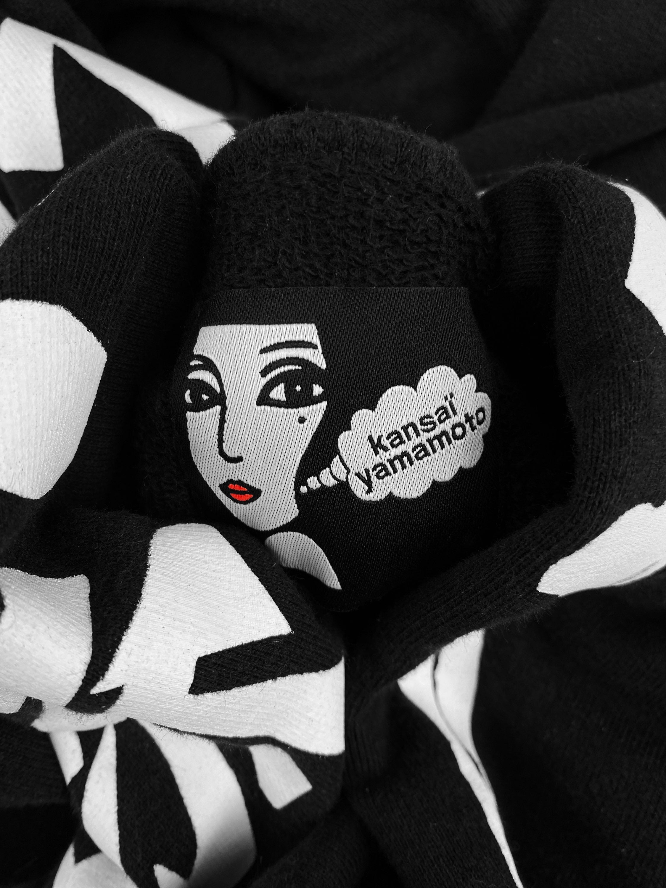 90s Kansai Yamamoto Bone Sleeve Graphic Script Hoodie