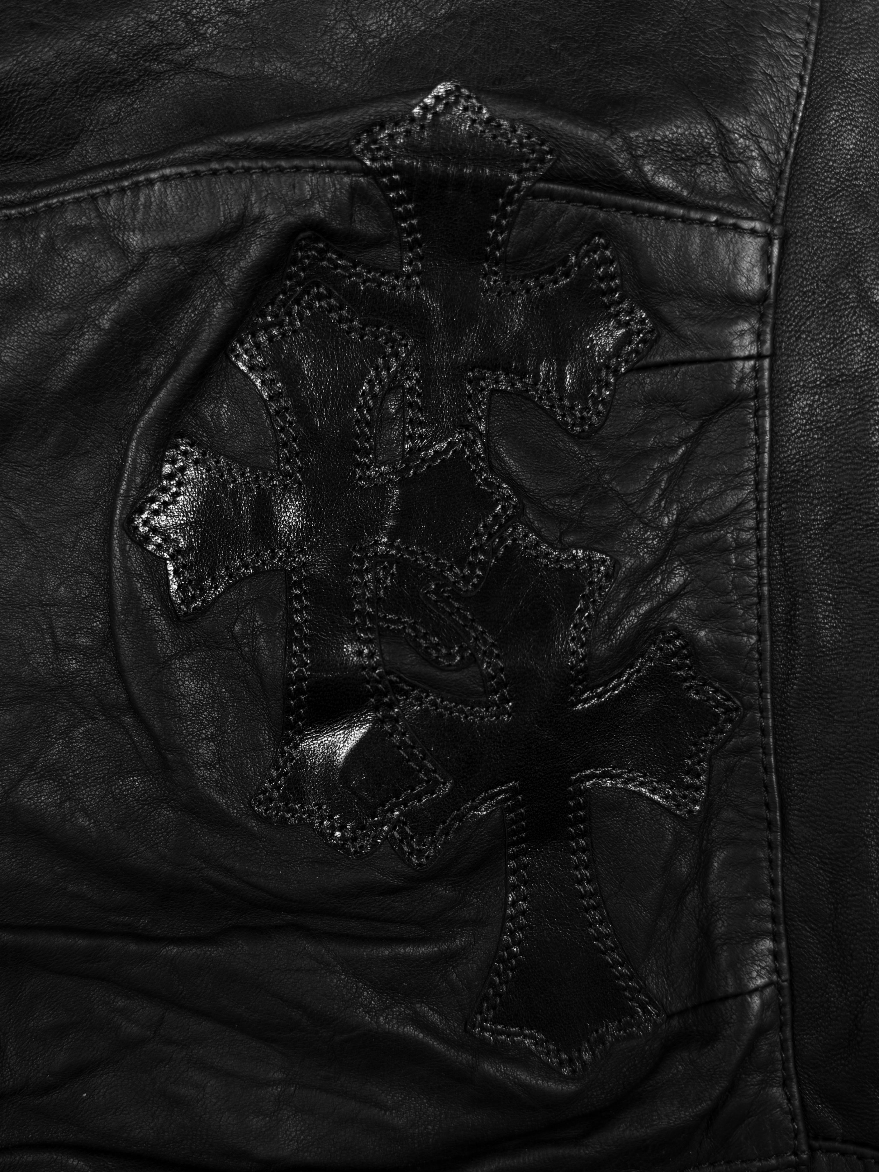 Chrome Hearts ‘Fuck You’ 20 Cross Patch Flooded JVP Lambskin Leather Pants