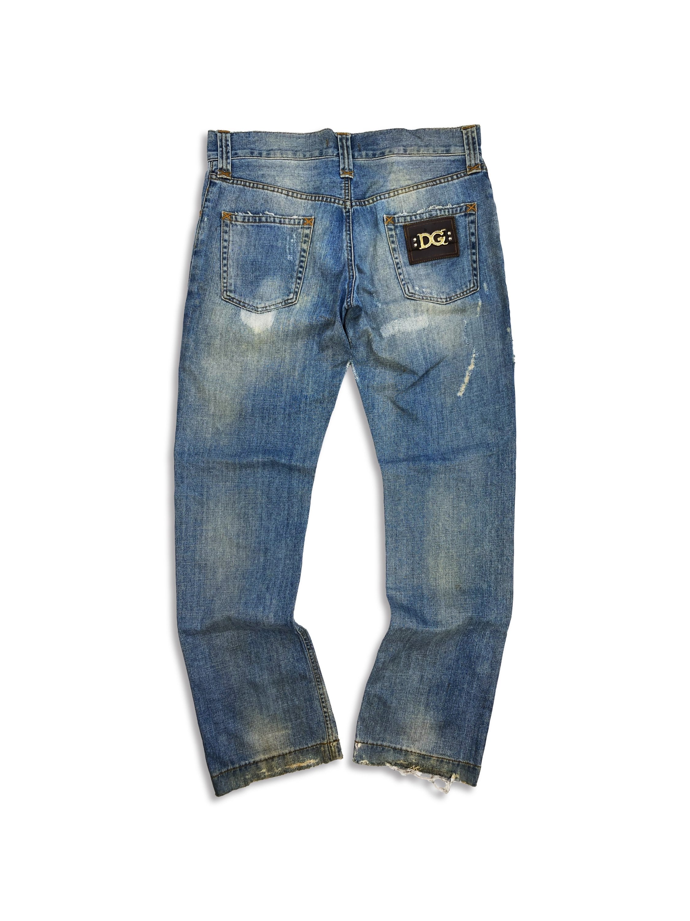 Dolce &amp; Gabbana Light Wash Distressed Boot Cut Denim Jeans