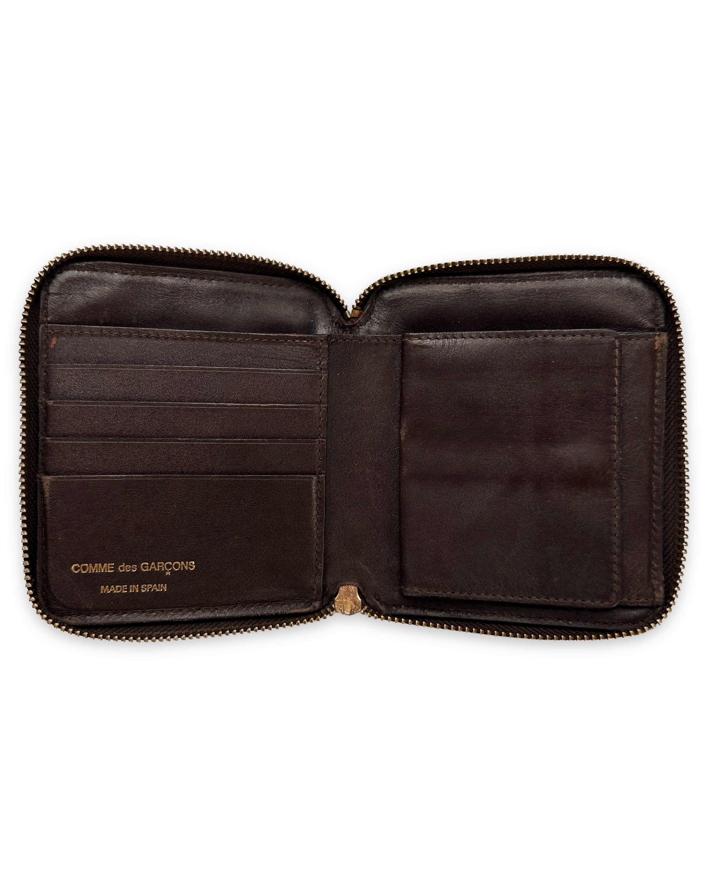 00s Comme des Garçons Brown Leather Embossed Bifold Wallet