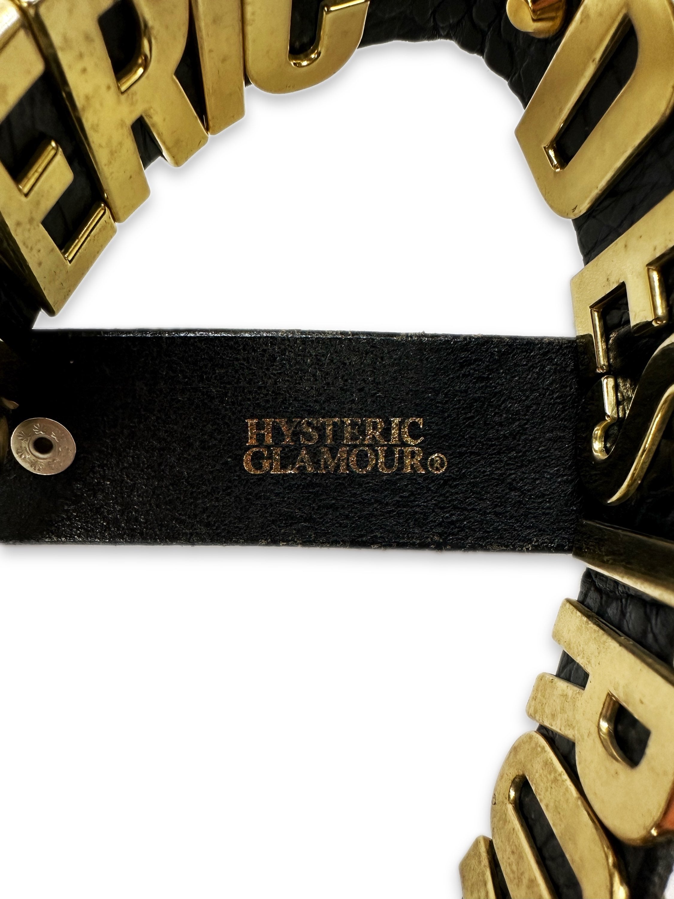 00s Hysteric Glamour ‘Hysteric Destory’ Gold Spellout Leather Belt