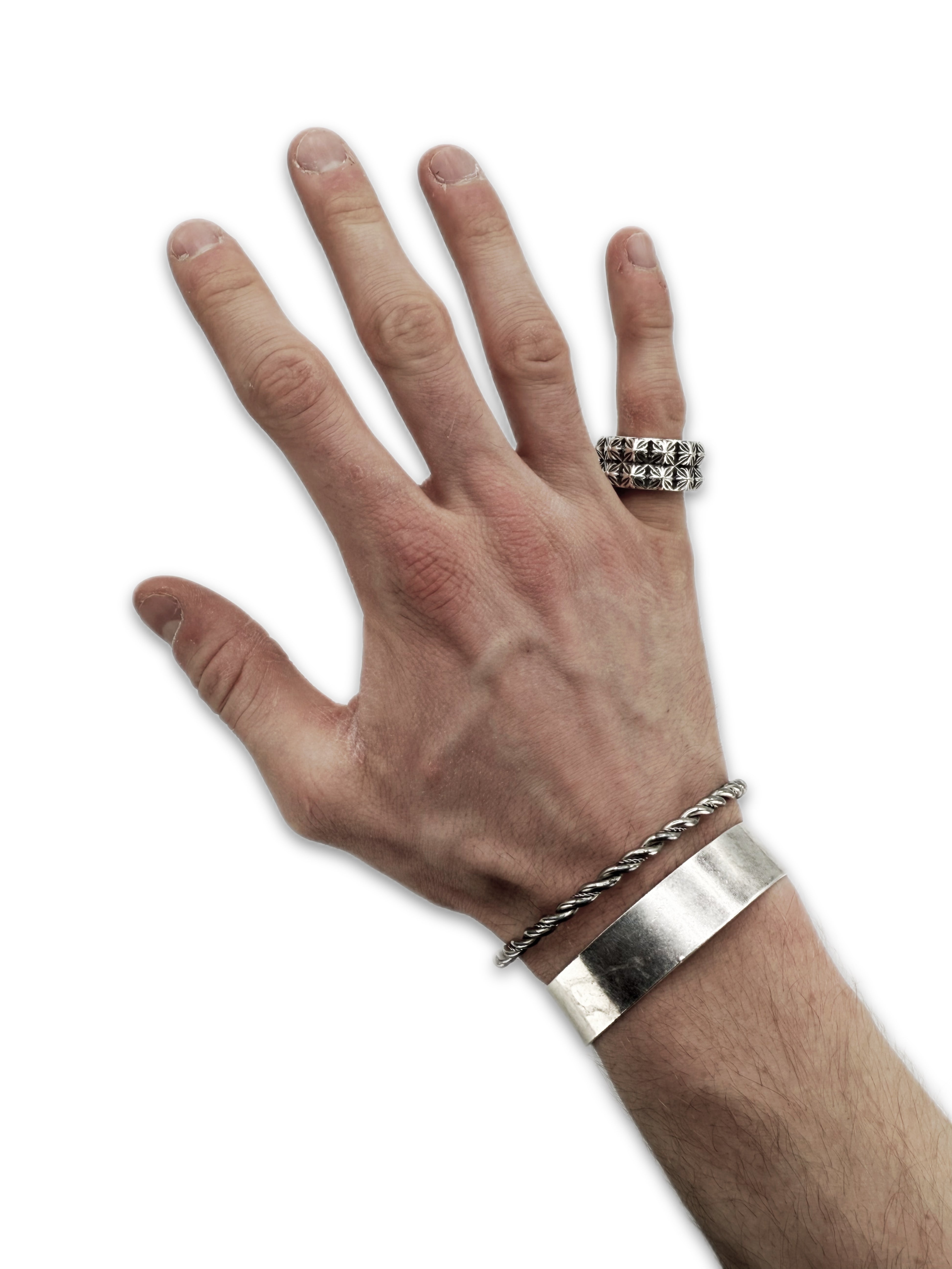 Chrome Hearts Double ‘Pete Punk’ .925 Silver Etched Ring