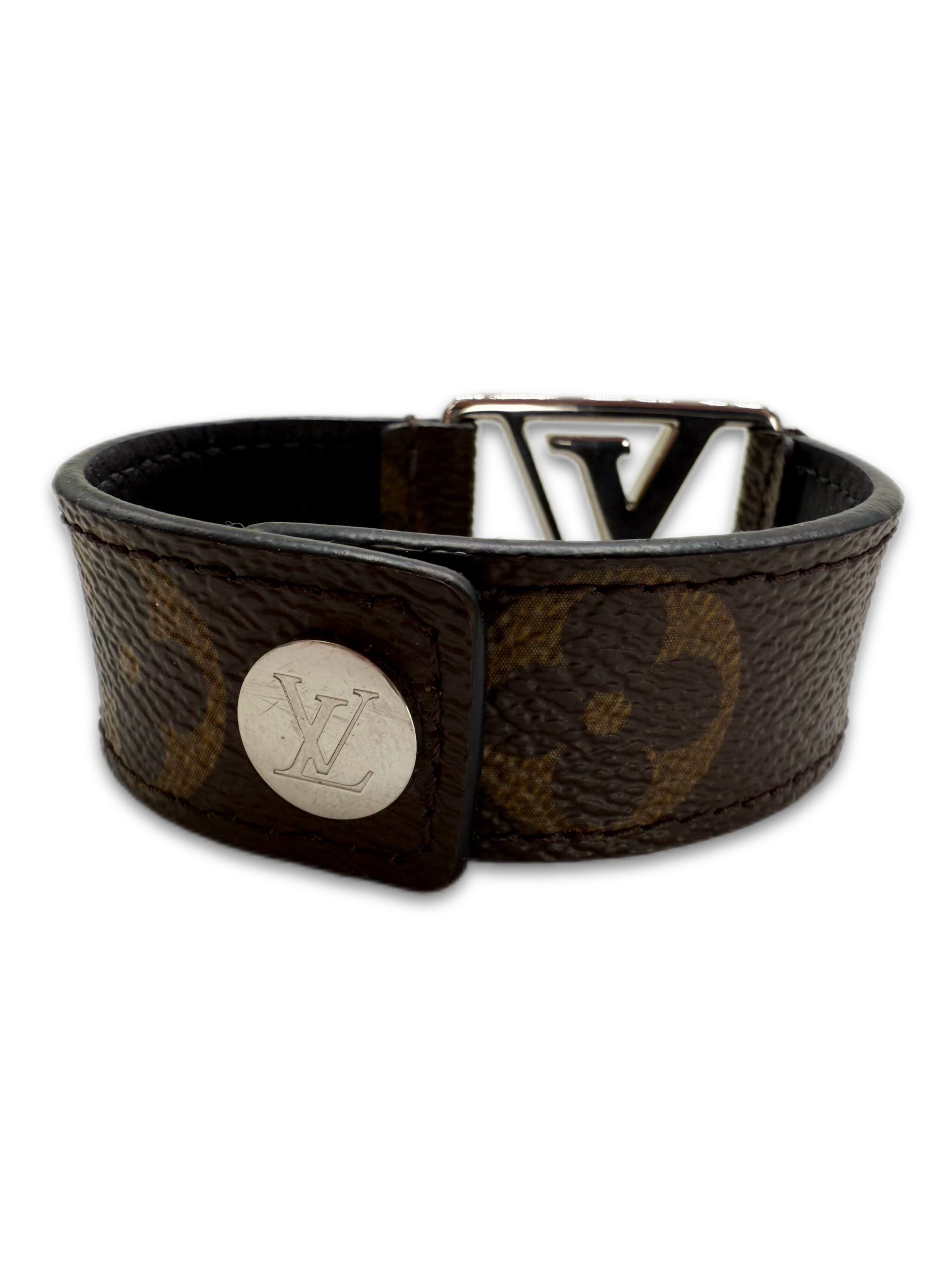 Louis Vuitton Monogram ‘LV’ Buckle Leather Bracelet