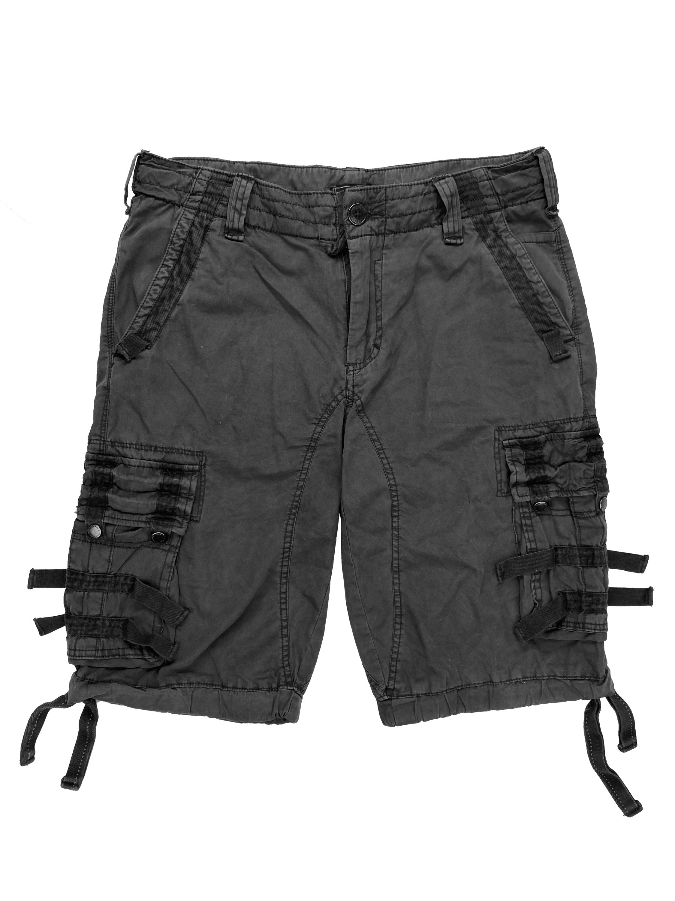 David Bitton Multi-Pocket Slate Grey Cargo Utility Shorts