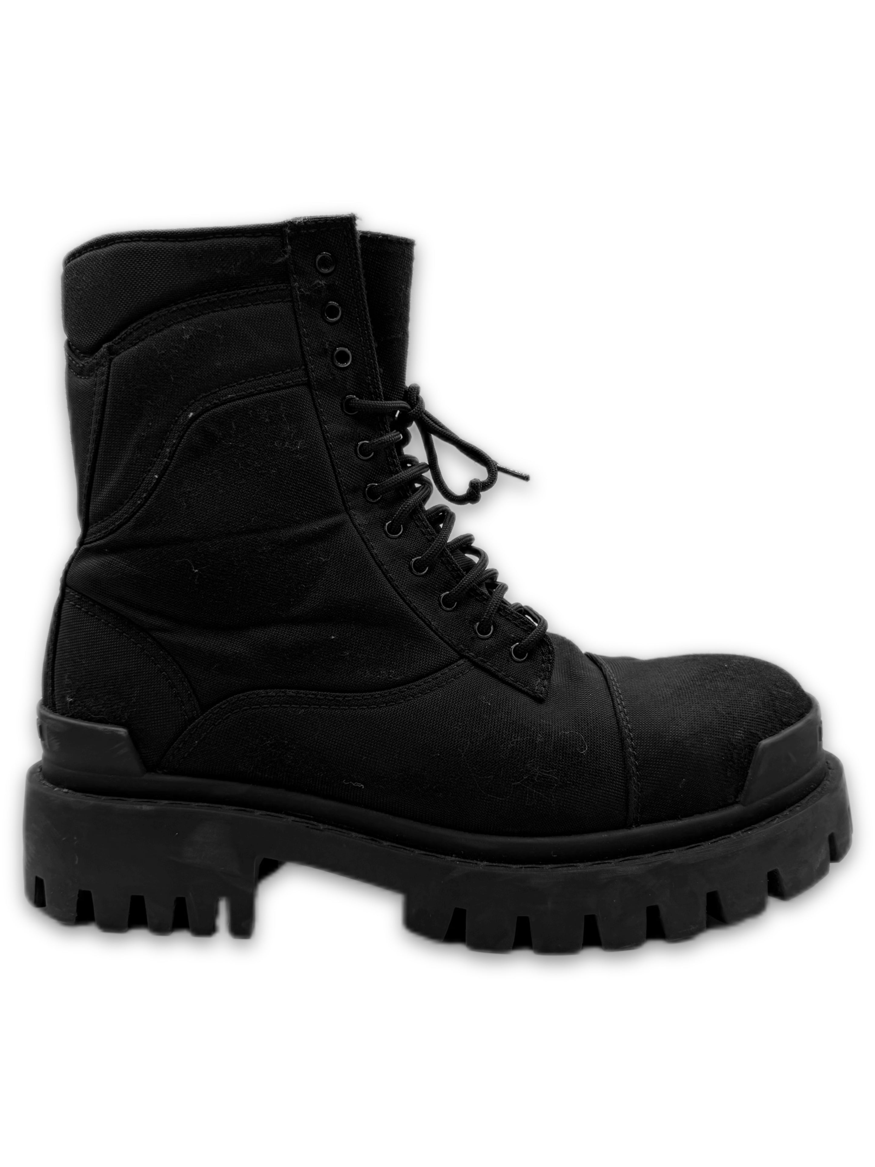 Balenciaga Canvas ‘Strike’ Black Hi-top Combat Boots
