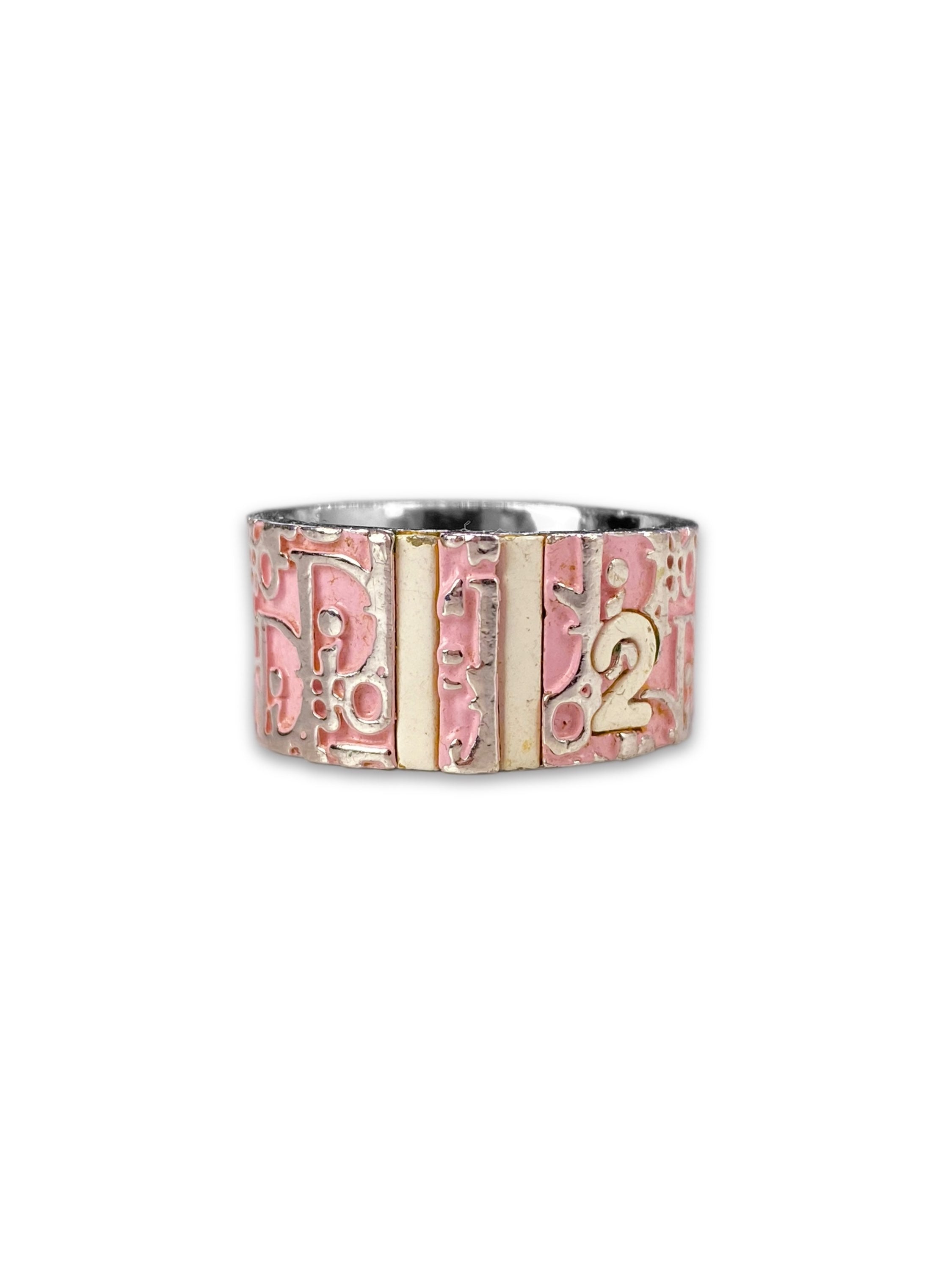 00s Dior ‘2’ Hot Pink Trotter Monogram Ring