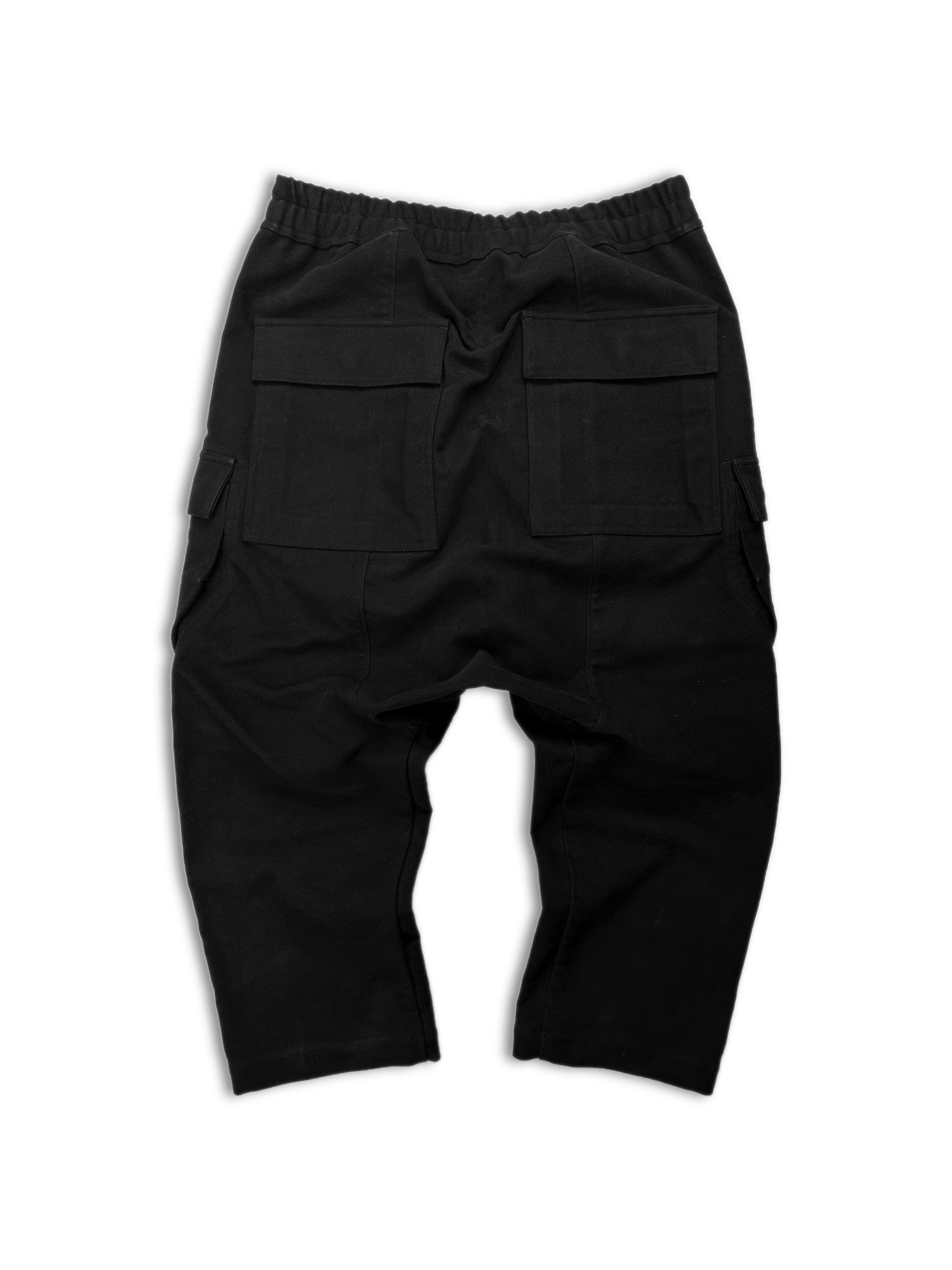AW23 Rick Owens ‘Luxor’ Black Cropped Cargo Pocket Pants