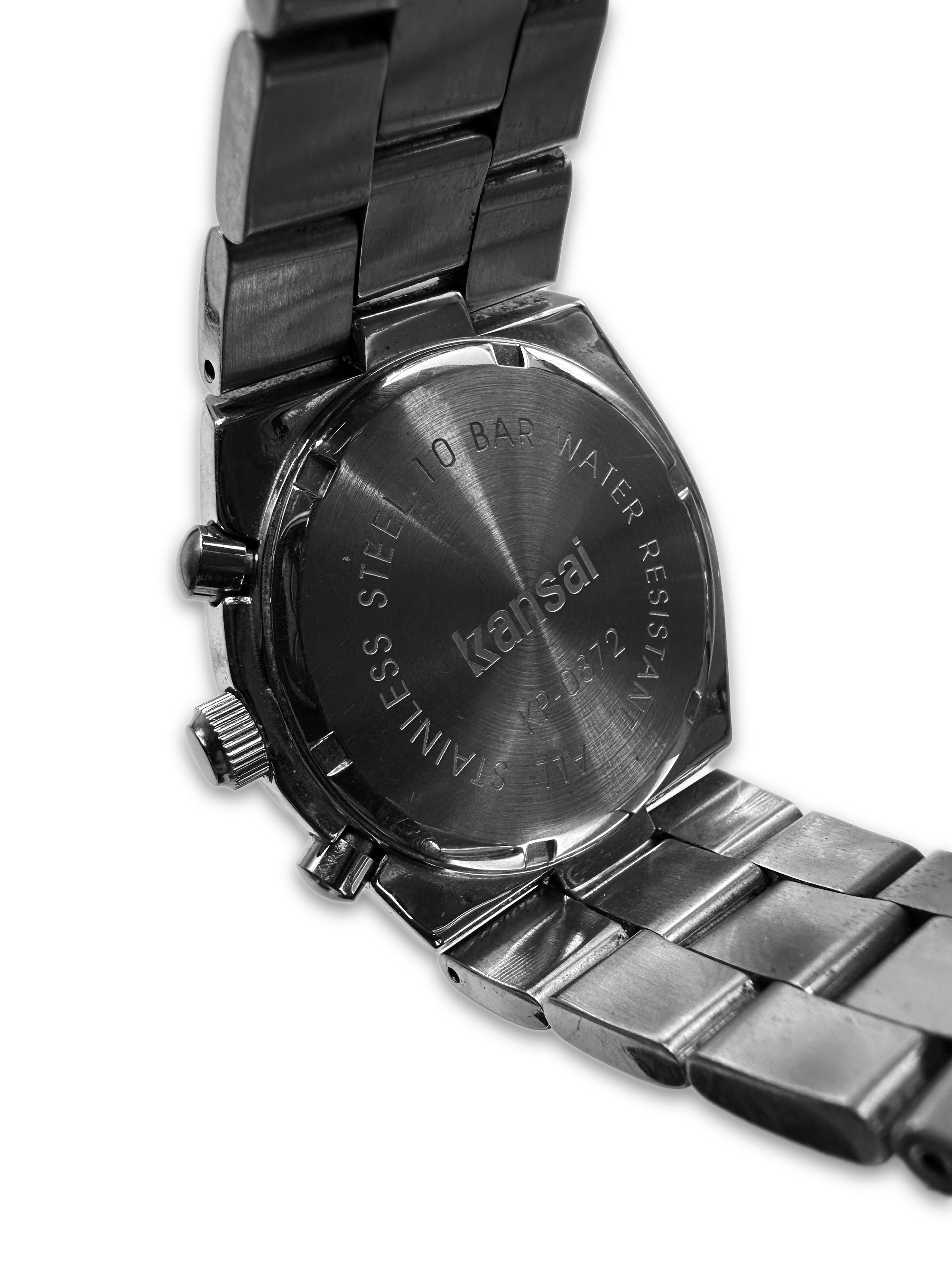 90s Kansai Yamamoto Silver Triple Chronograph Wrist Watch
