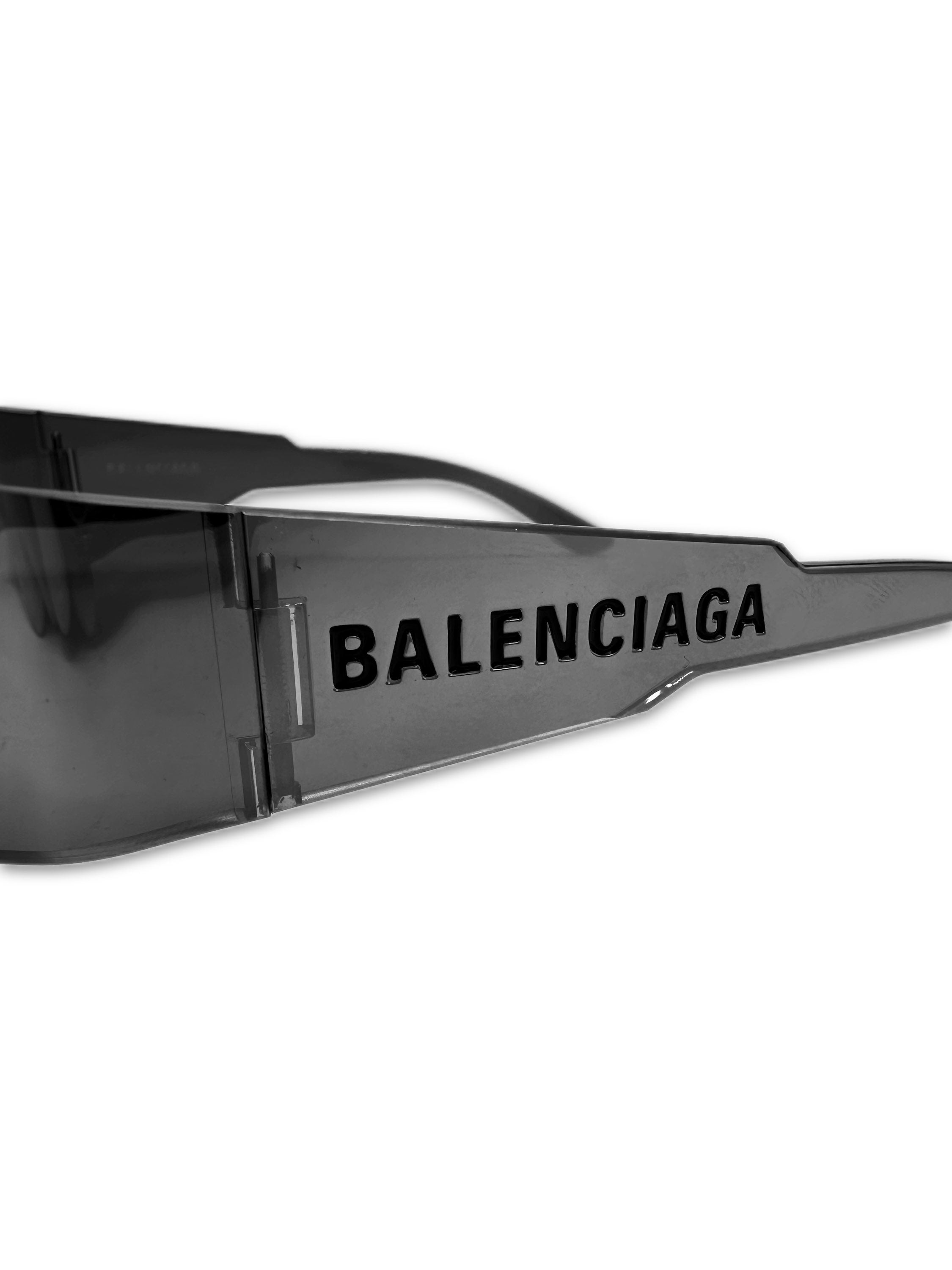 Balenciaga ‘Mono’ Rectangle Shield Dark Tint Rimless Sunglasses