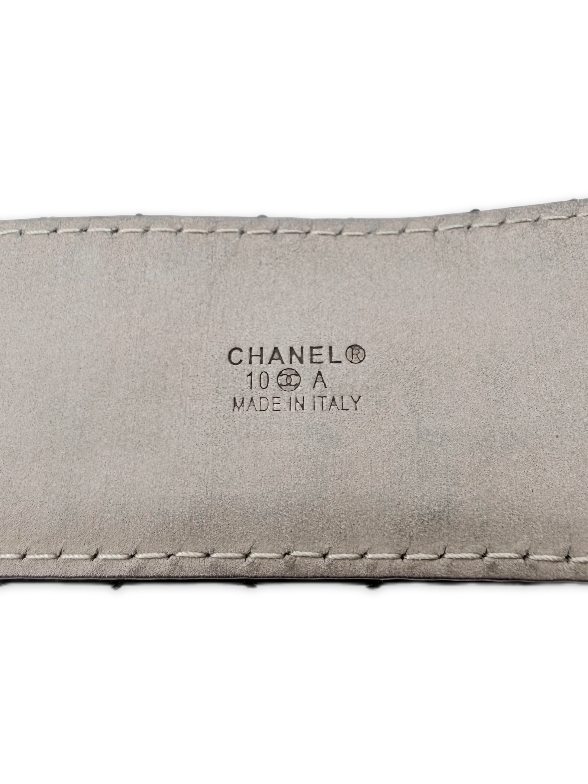 Chanel Double CC Buckle Patent Leather Quilted Caviar Belt