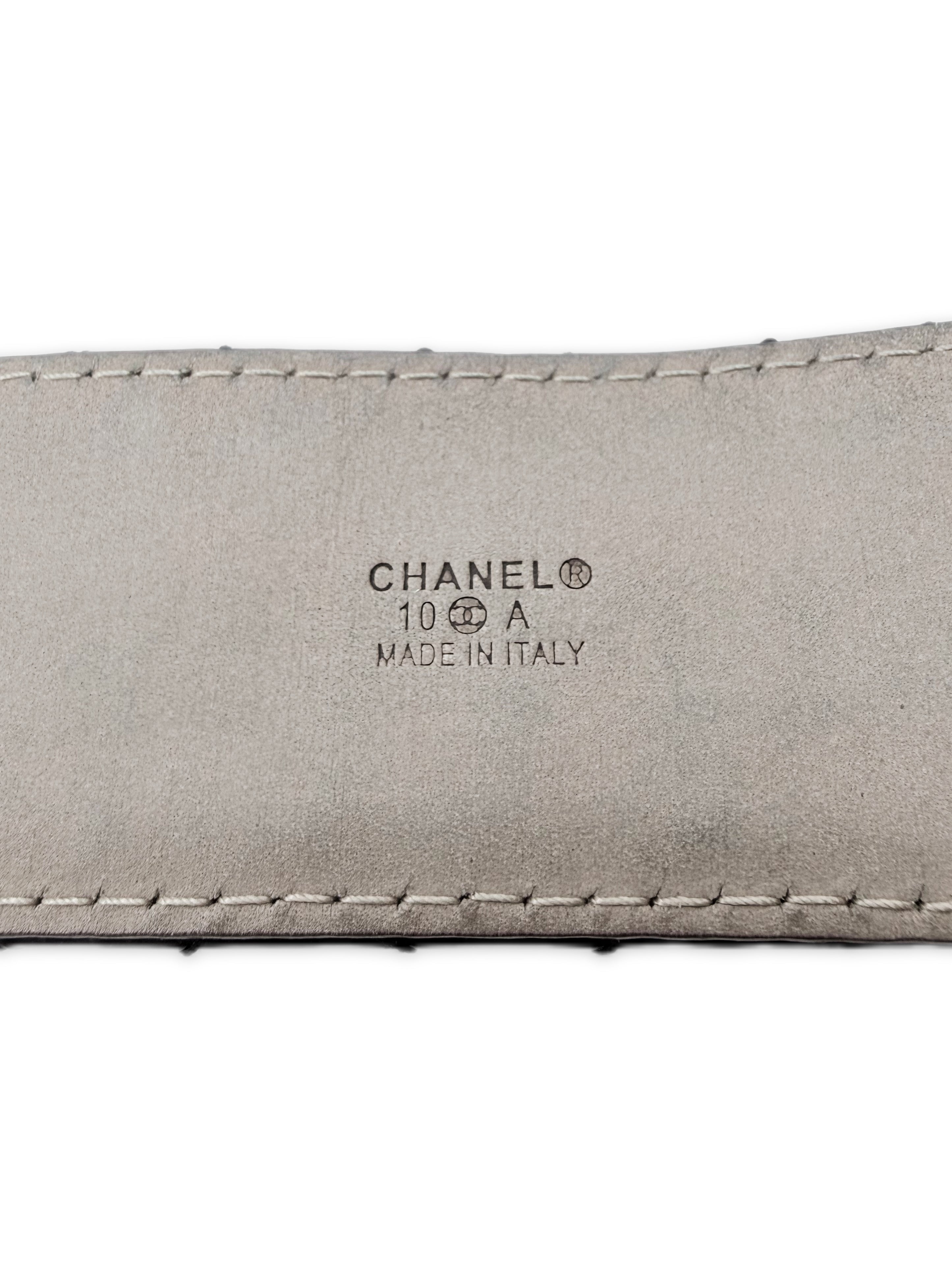 Chanel Double CC Buckle Patent Leather Quilted Caviar Belt