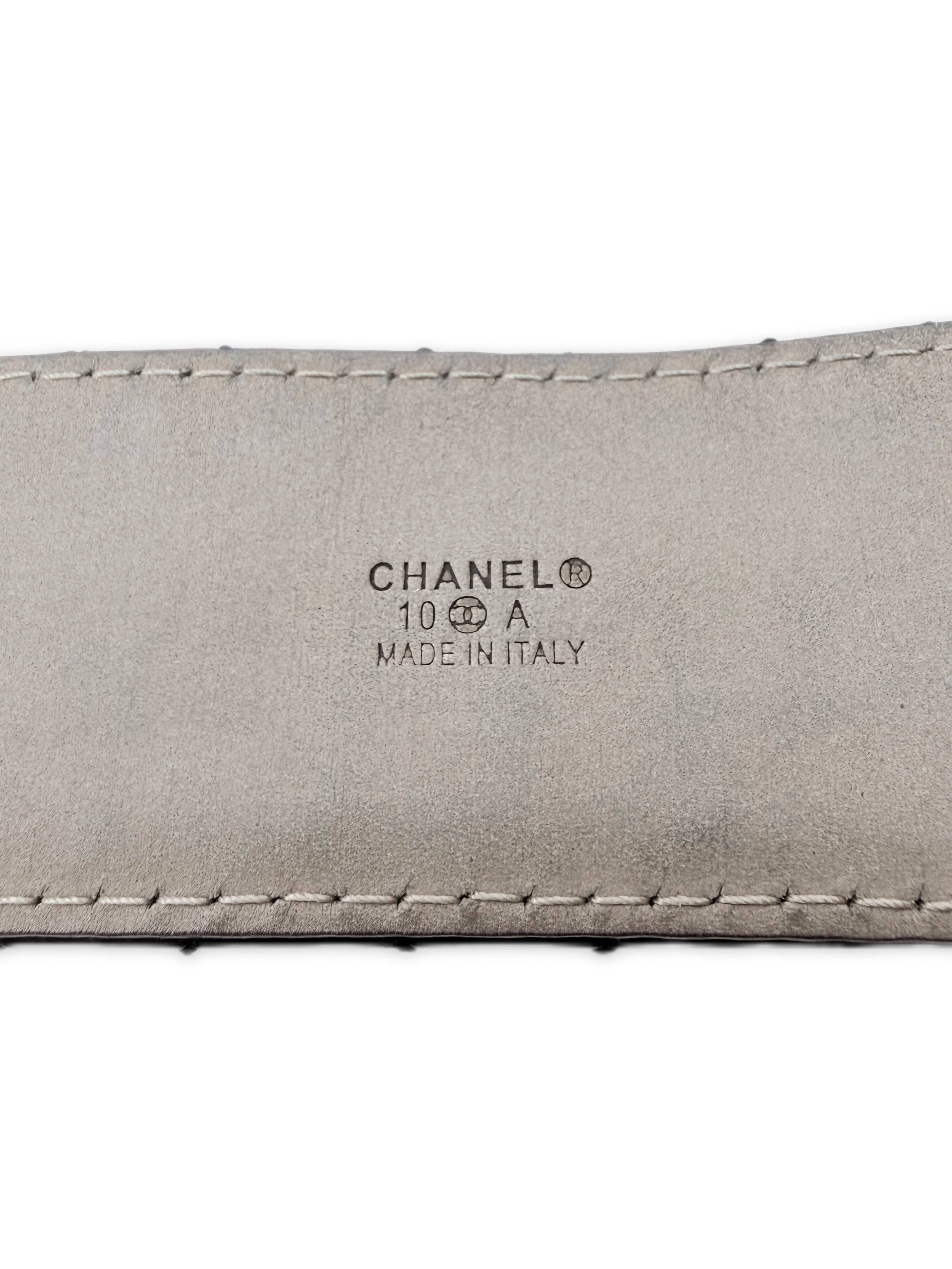 Chanel Double CC Buckle Patent Leather Quilted Caviar Belt