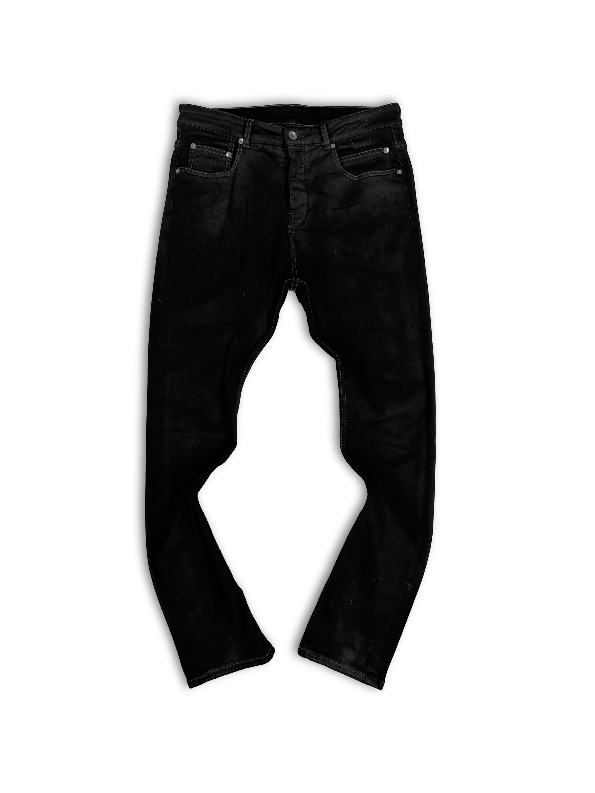 Rick Owens DRKSHDW Black ‘Detroit’ Cut Waxed Denim