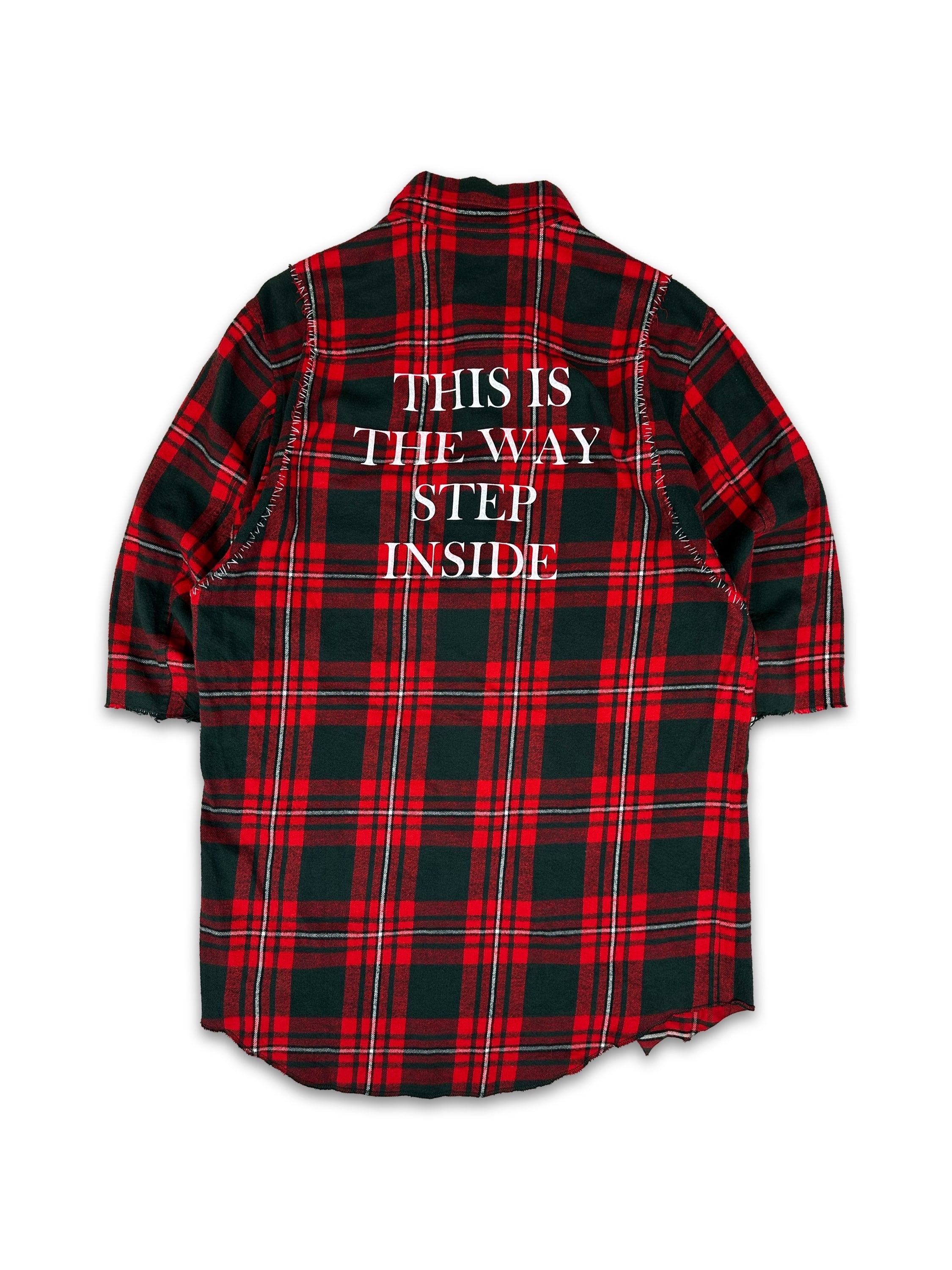 SS03 Undercover Scab ‘Step Inside’ Red Checkered Slogan Flannel Shirt
