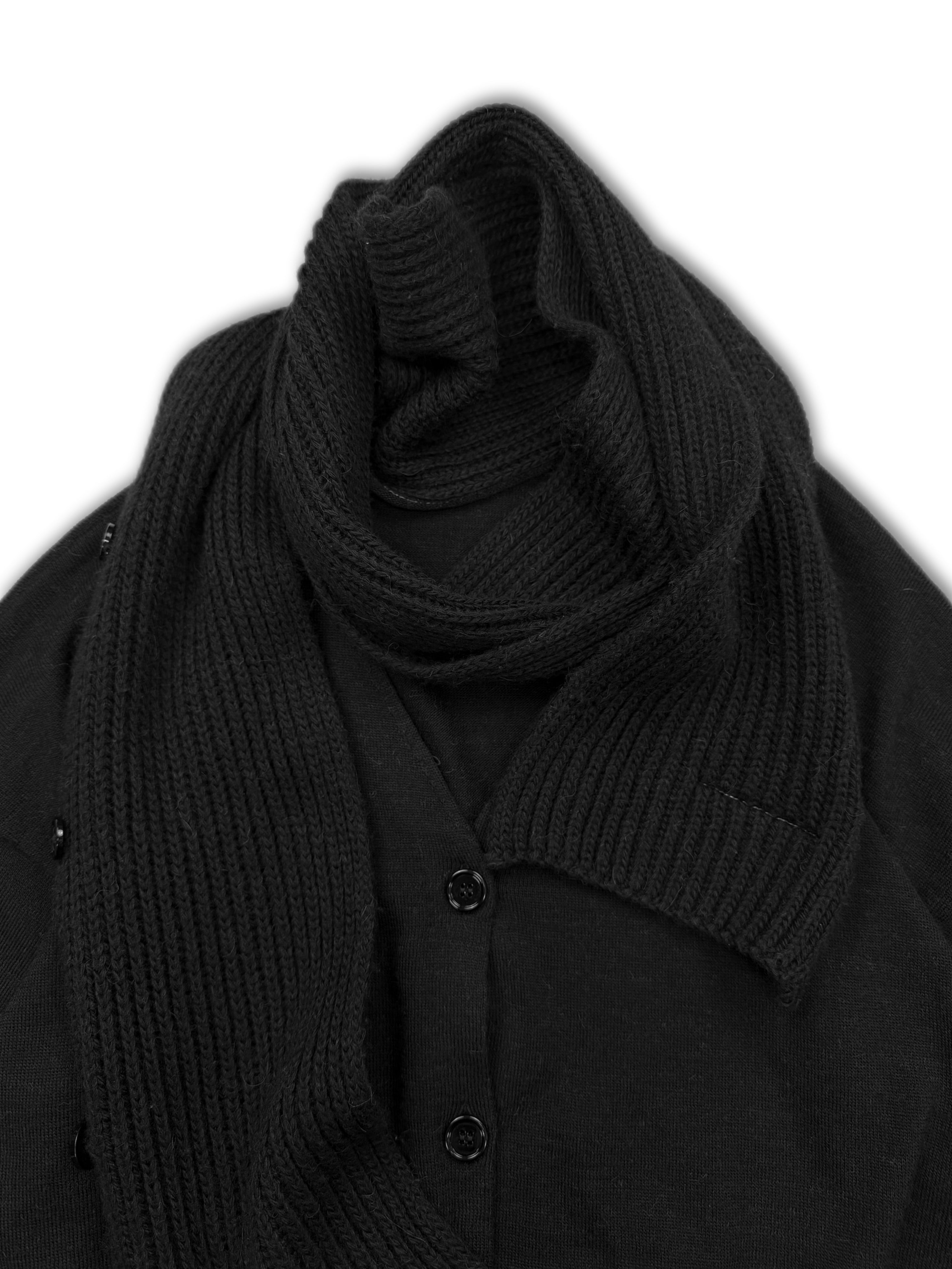 SS22 Maison Margiela Scarf Hybrid Black Knitted Cardigan