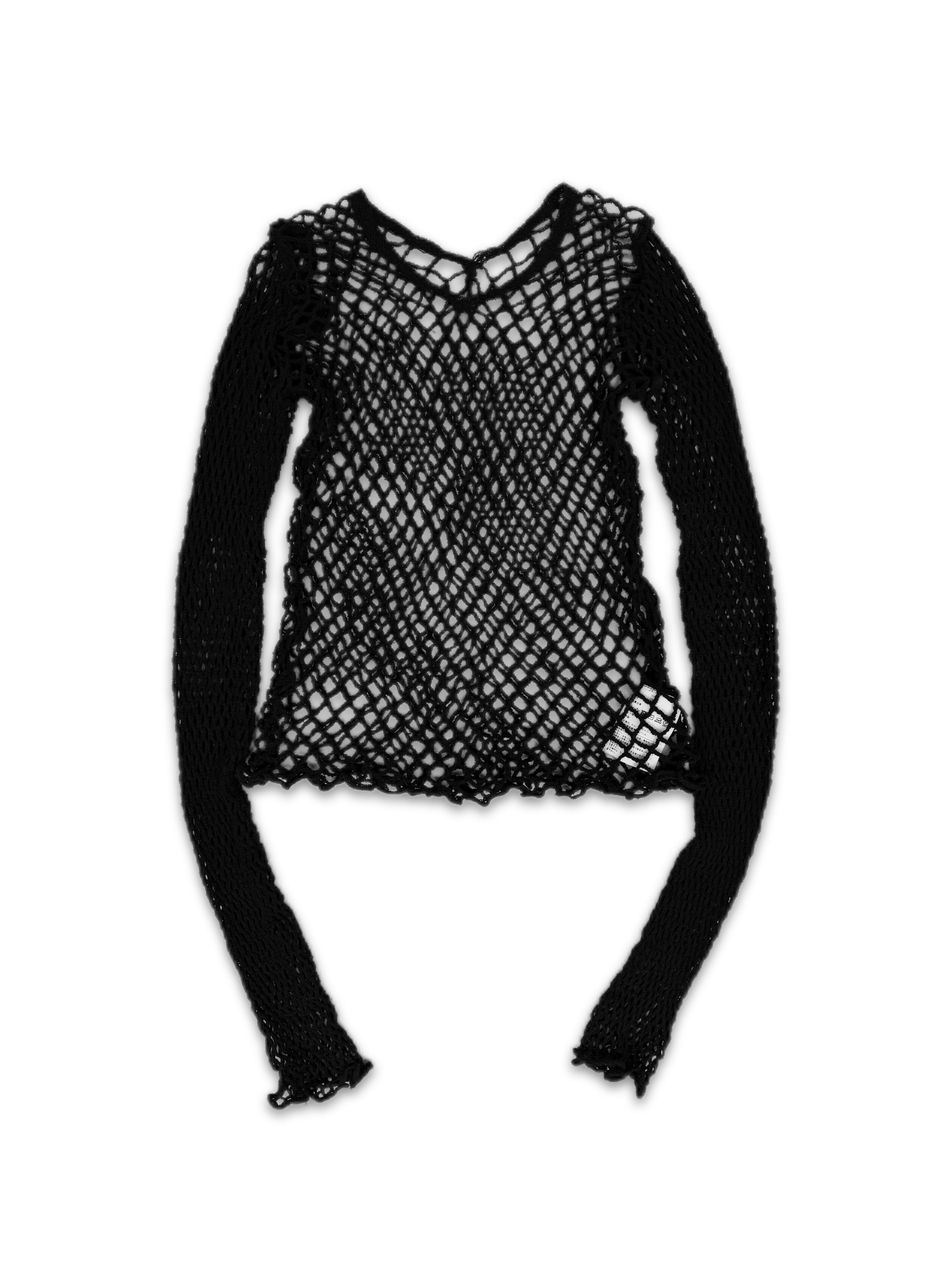 2018 Junya Watanabe Fishnet Black Long Sleeve Shirt