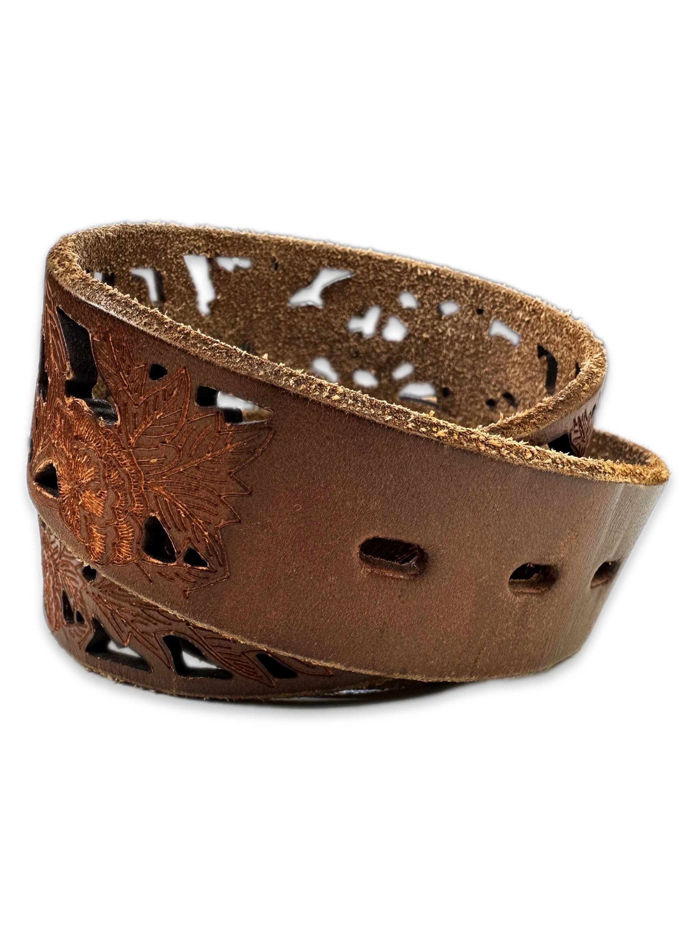 Tornado Mart Square Buckle Perforated Brown Leather Belt