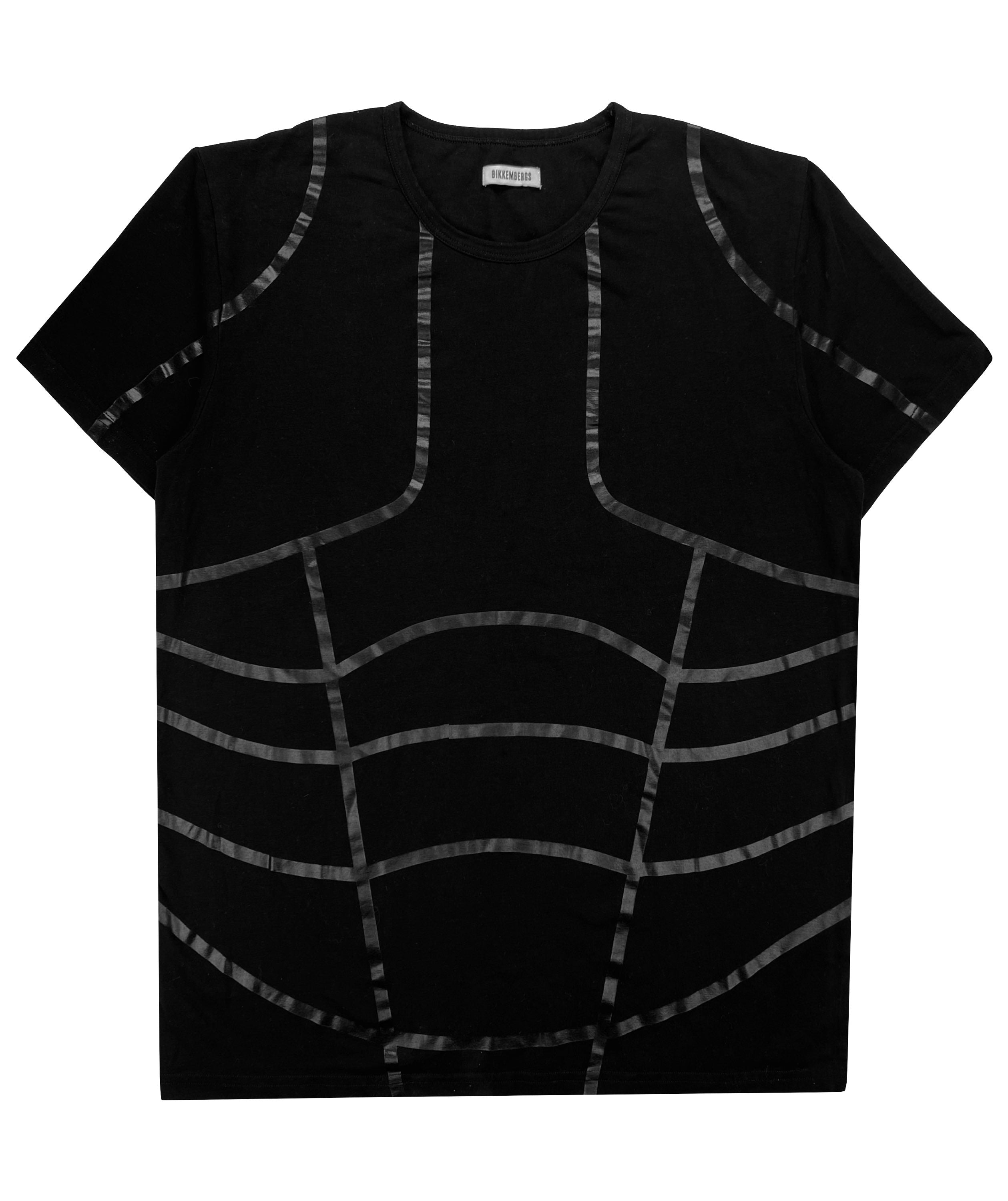 Dirk Bikkembergs Contrast Muscle Geometric Black Graphic T-Shirt