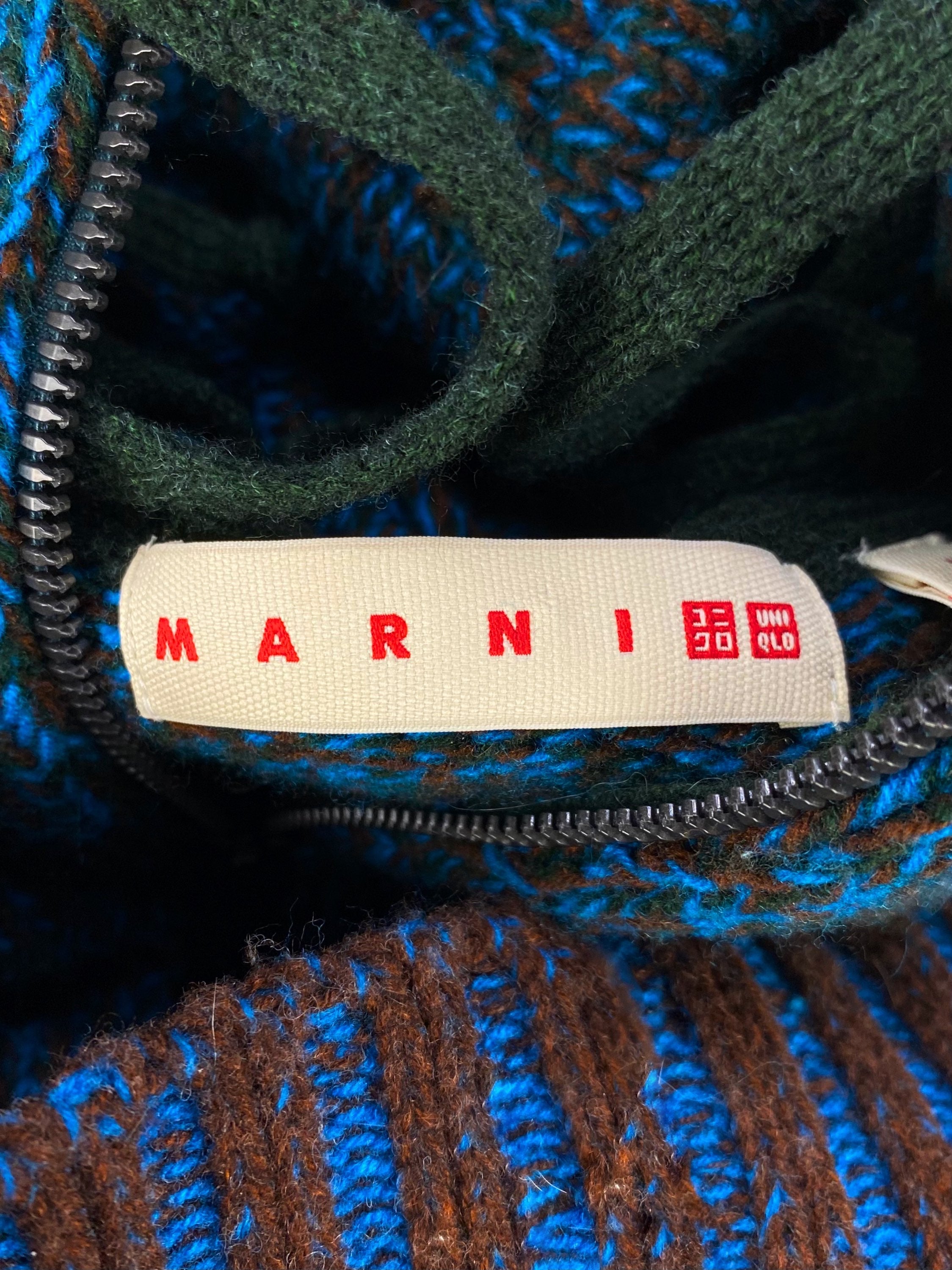 Marni x Uniqlo Knitted Full Zip Two Tone Hoodie