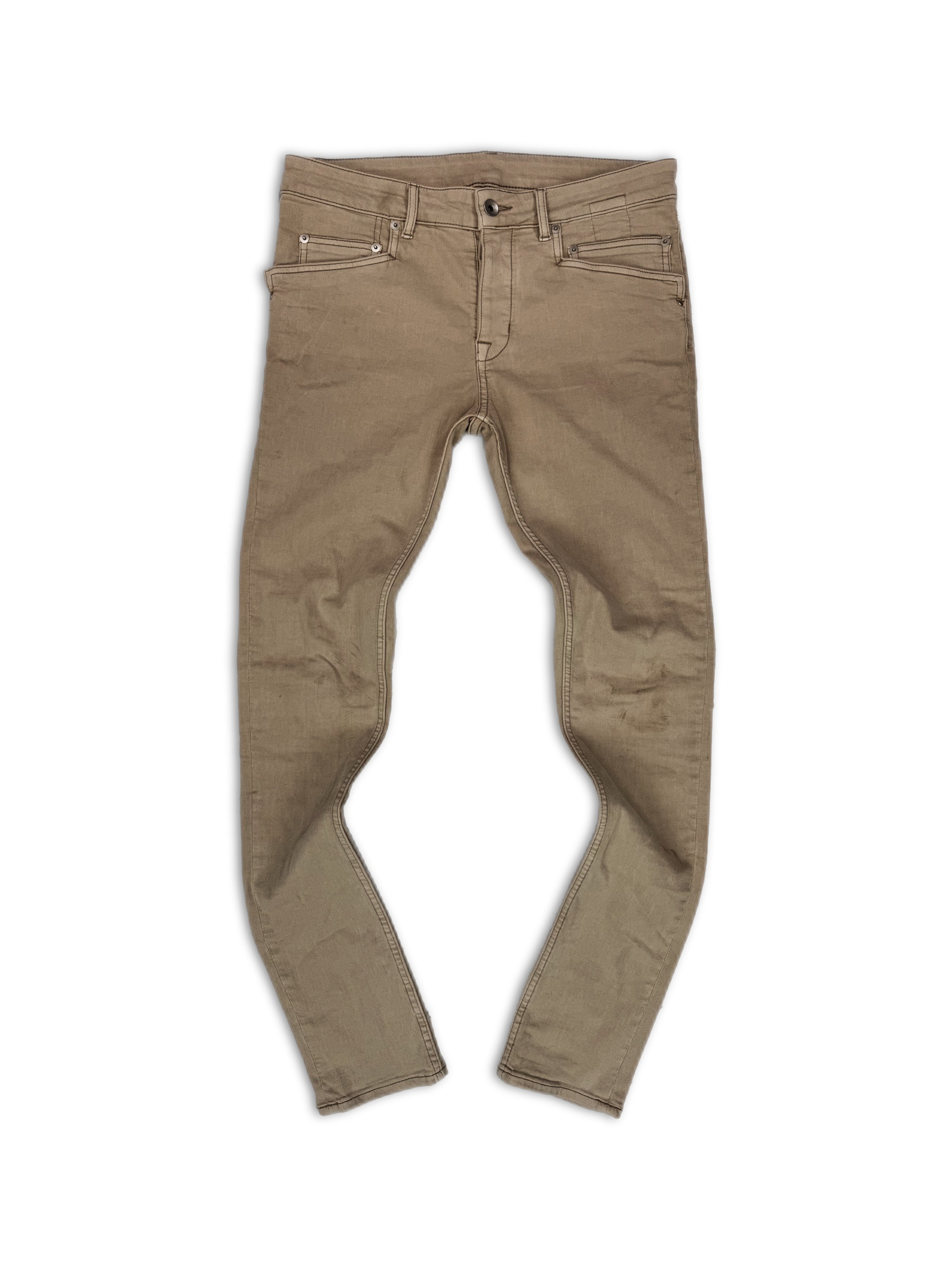 Rick Owens Beige ‘5 Pocket’ Skinny Cut Denim