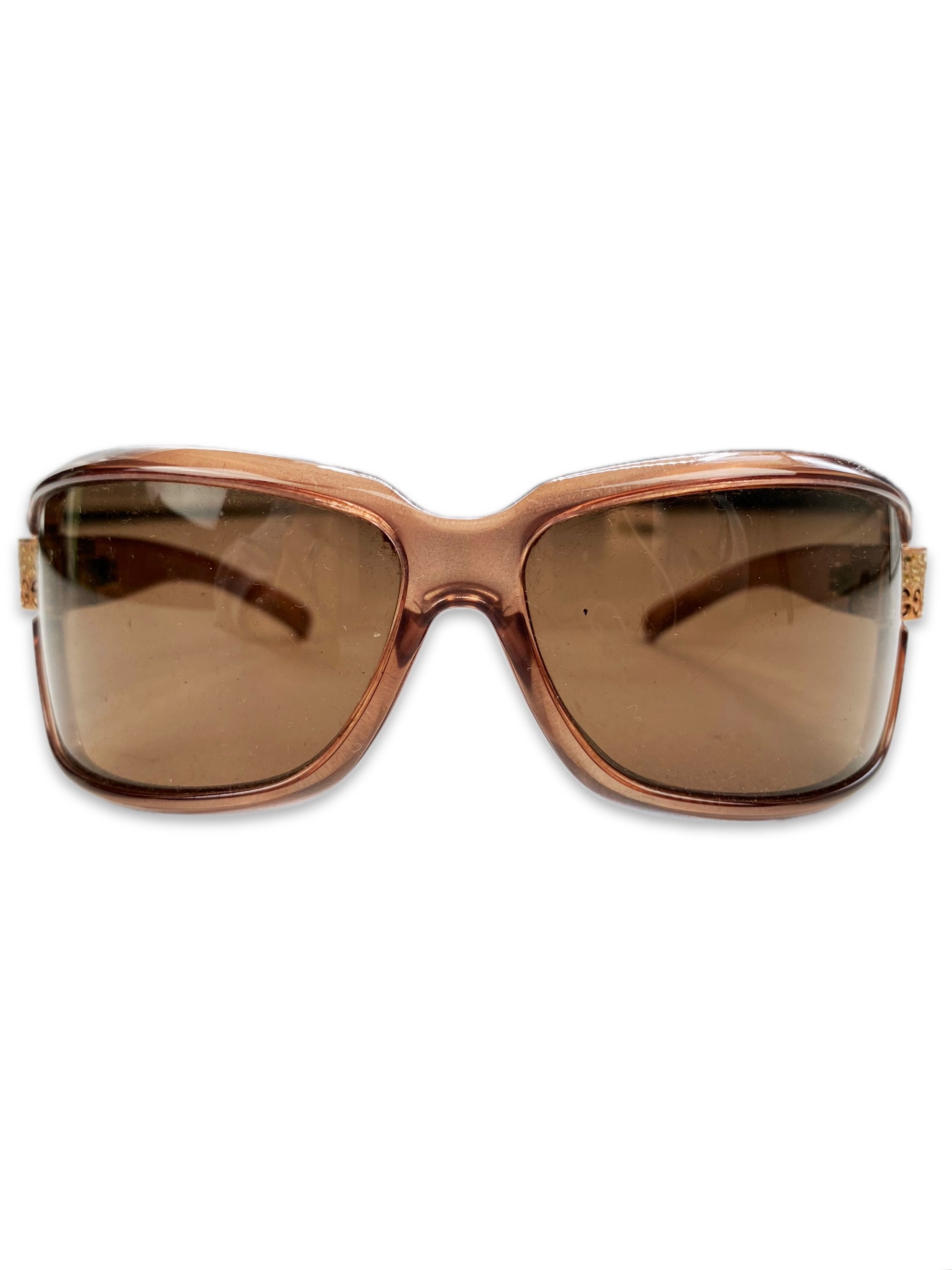 Gucci Warm Tint GG Engraved Rounded Sunglasses