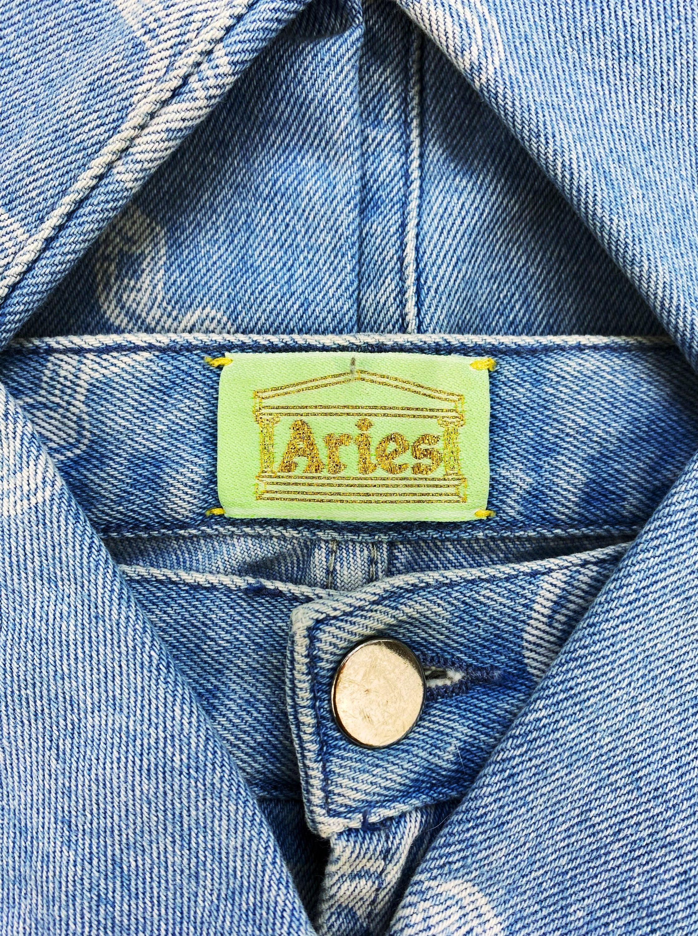 AW19 Aries ‘Chainlink’ Full Print Light Wash Denim Jeans
