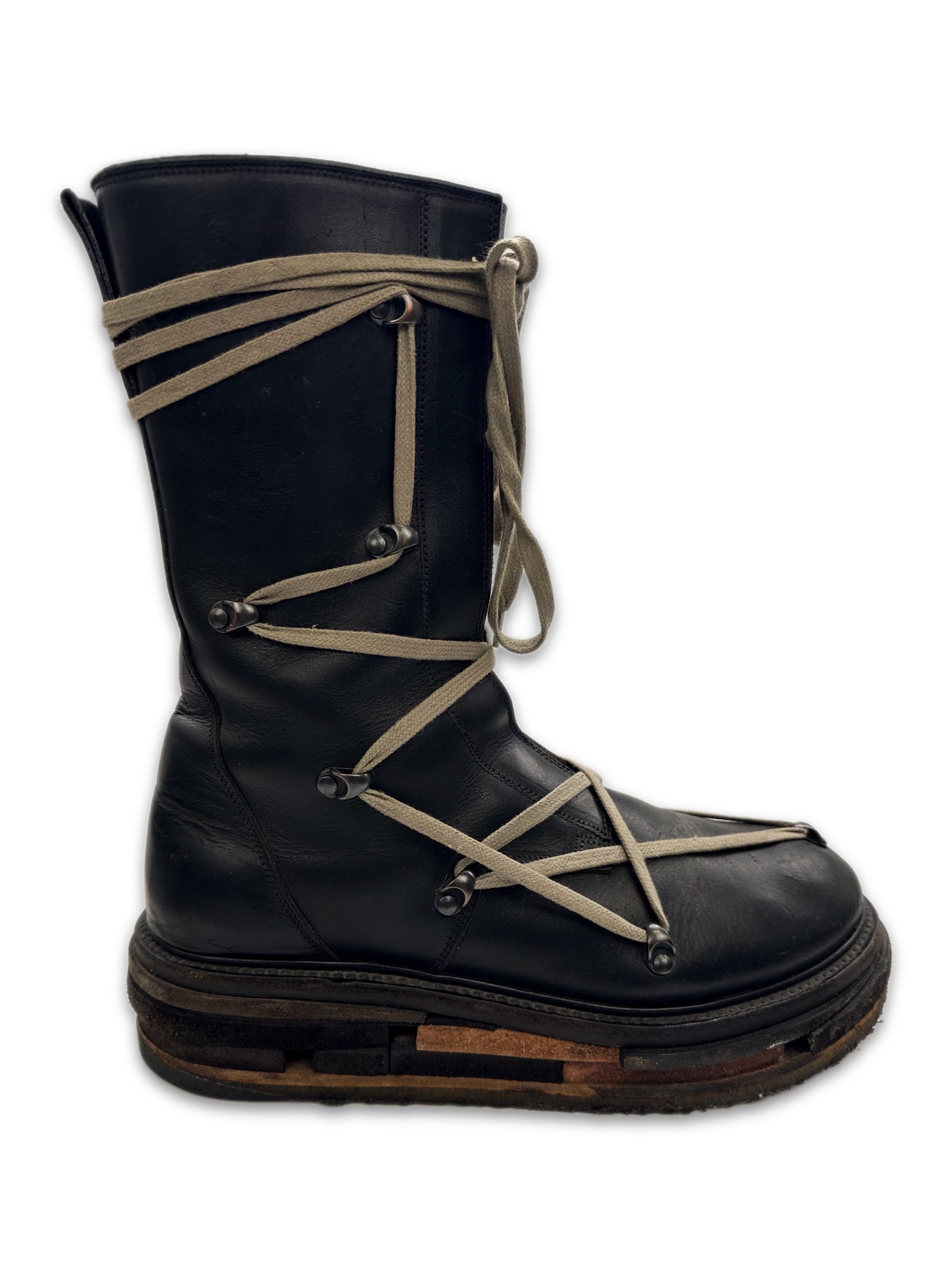AW17 Rick Owens ‘Lego Sole’ Pentagram Glitter Leather Boots