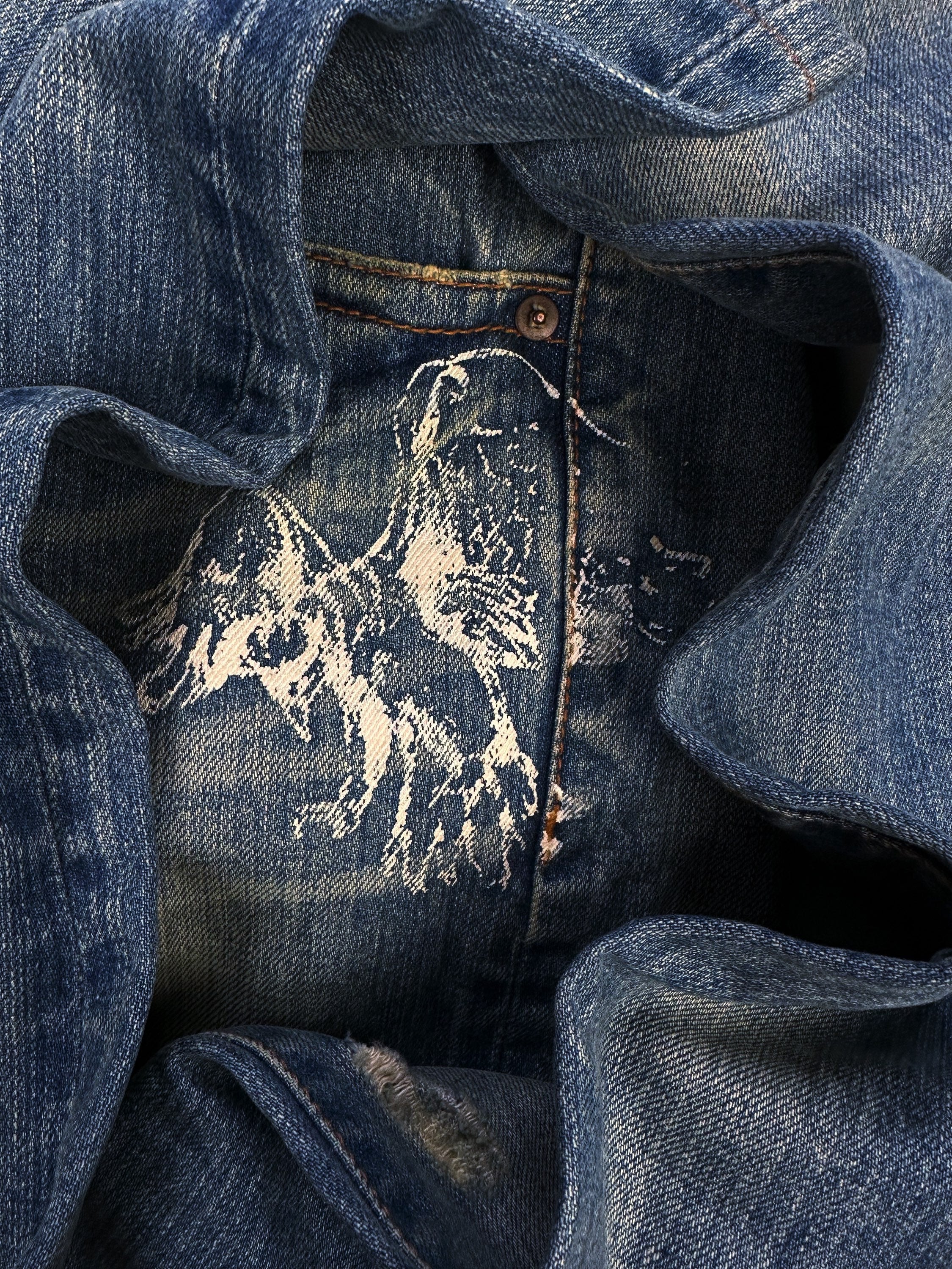 00s Tete Homme ‘Pirate’ Studded Distressed Light Wash Denim