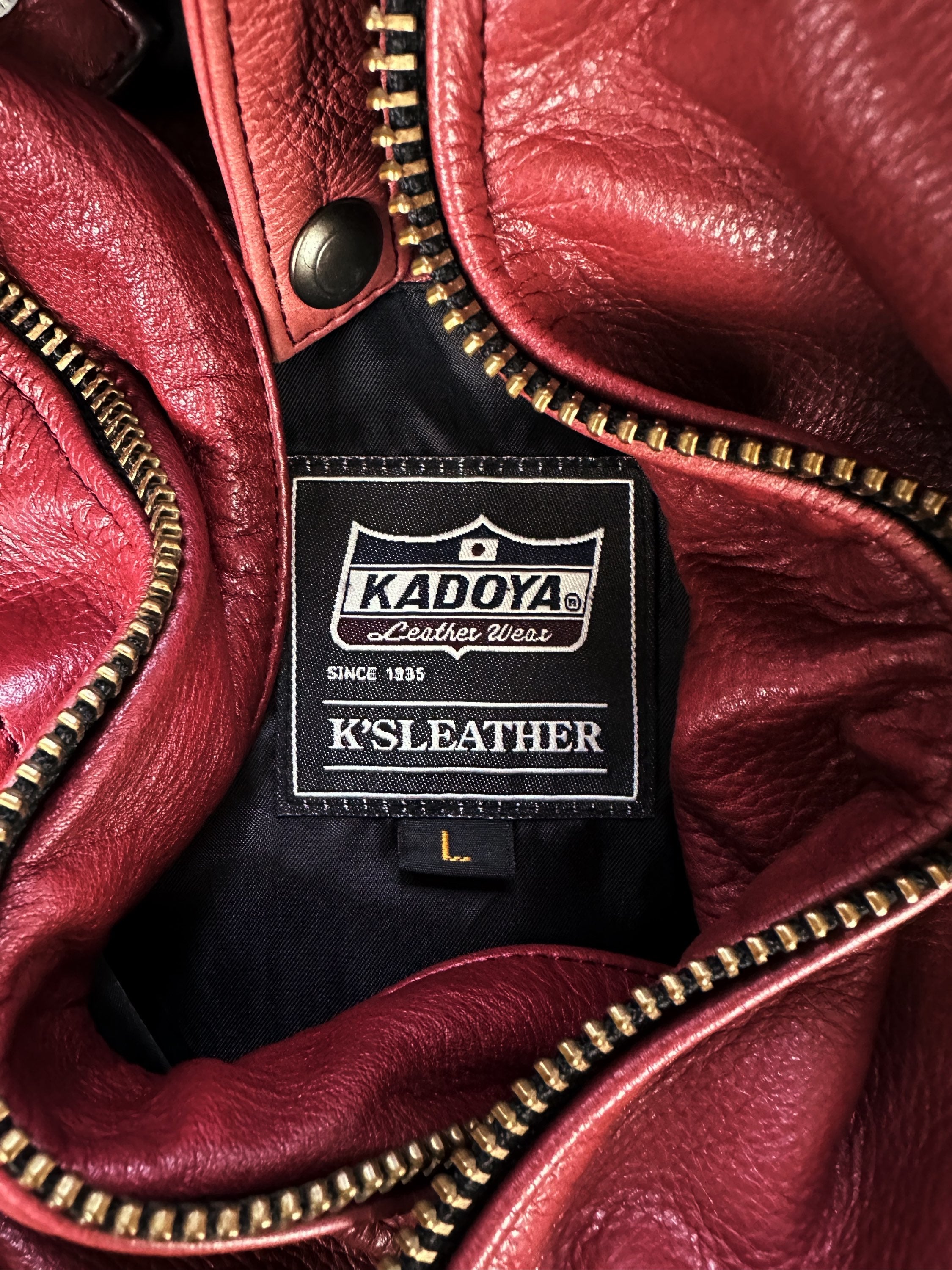 Kadoya Red Hooded Leather Biker Jacket