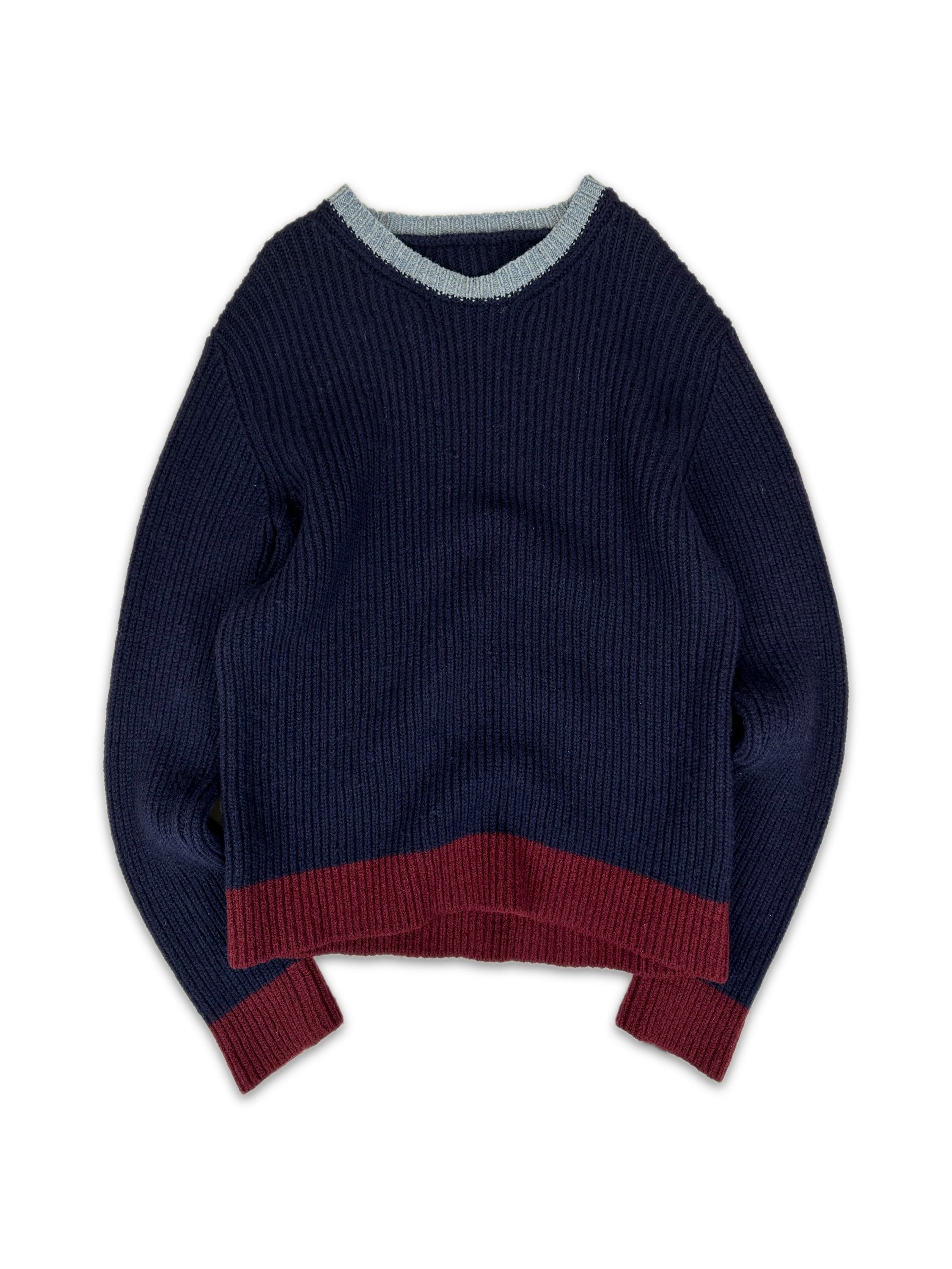 90s Valentino Heavy Weight Ribbed Navy Blue Knit Sweater