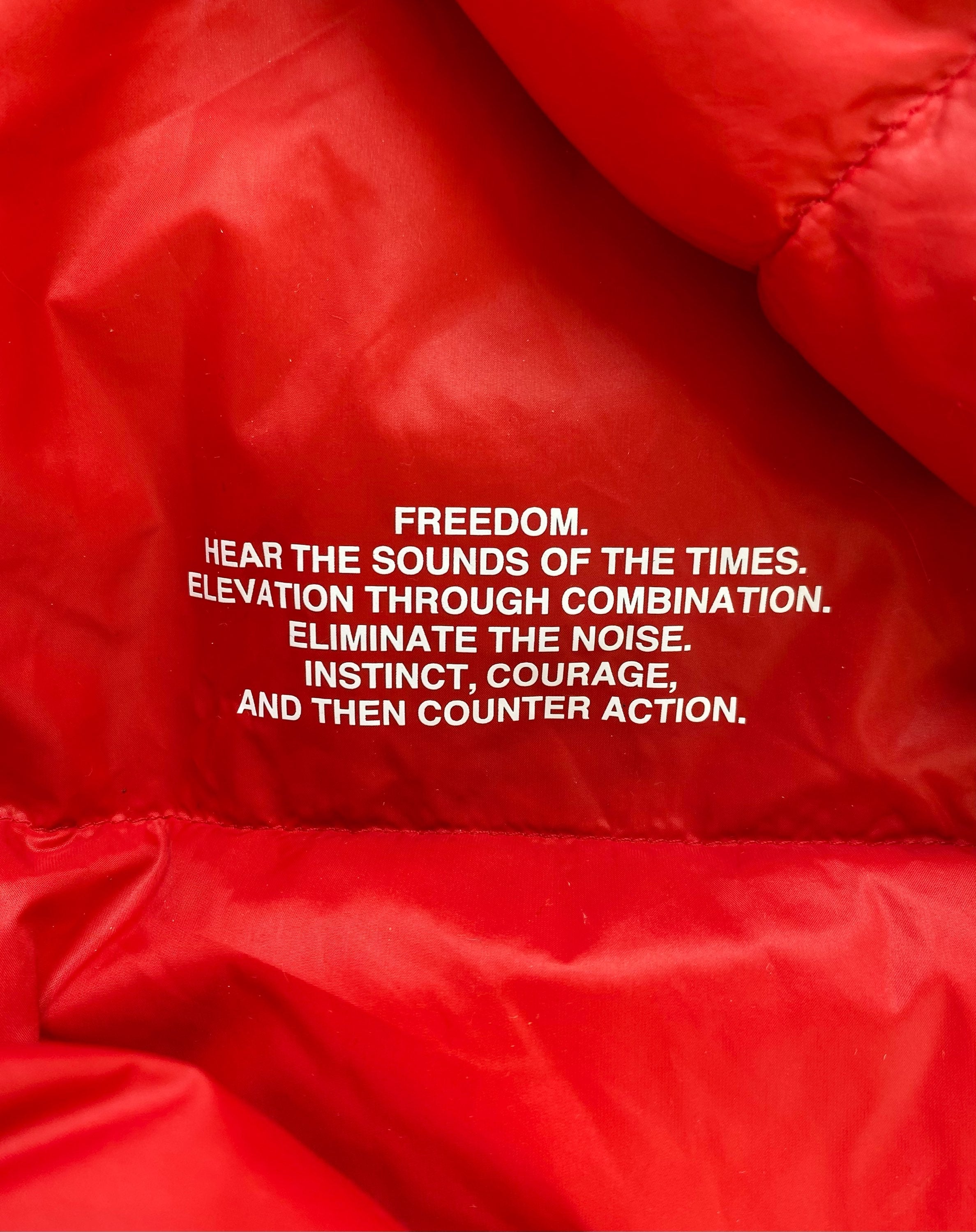 Undercover ‘Freedom’ Cherry Red Down Fill Quilted Puffer Jacket