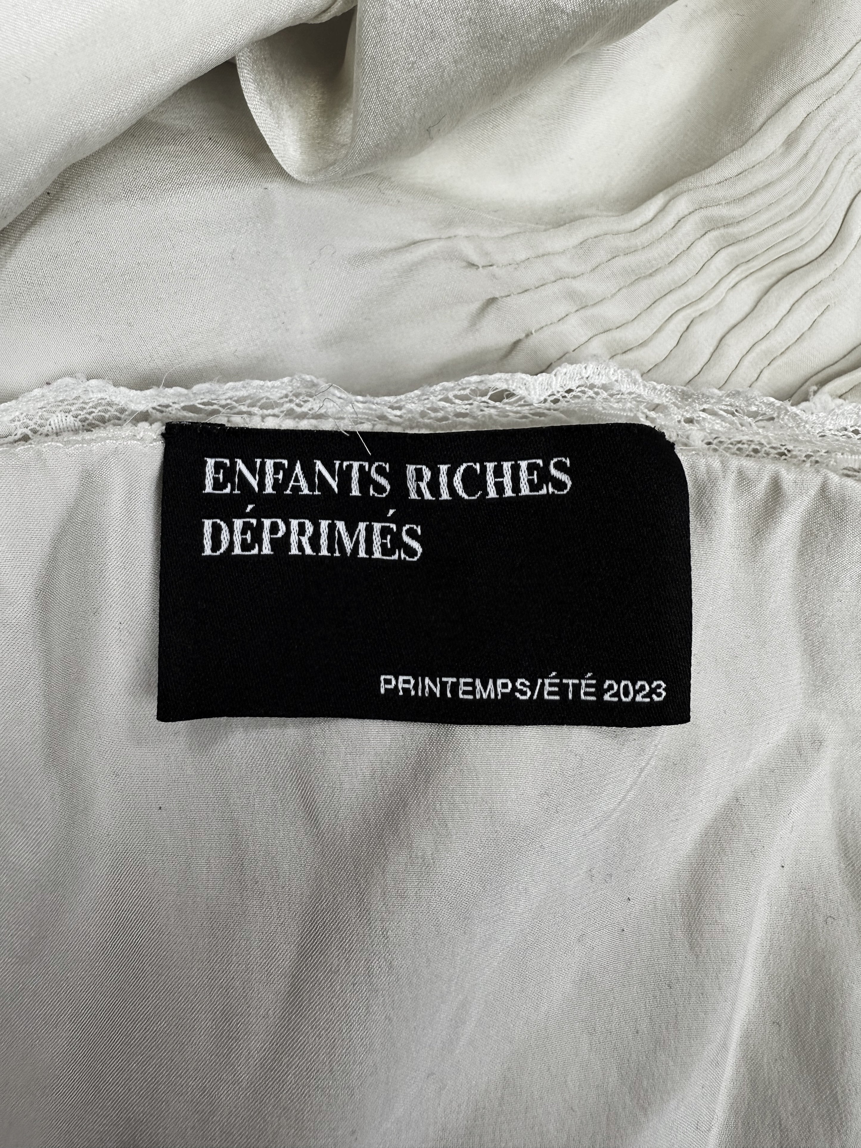 Enfants Riches Deprimes Lace Silk Pleated Button Up Shirt