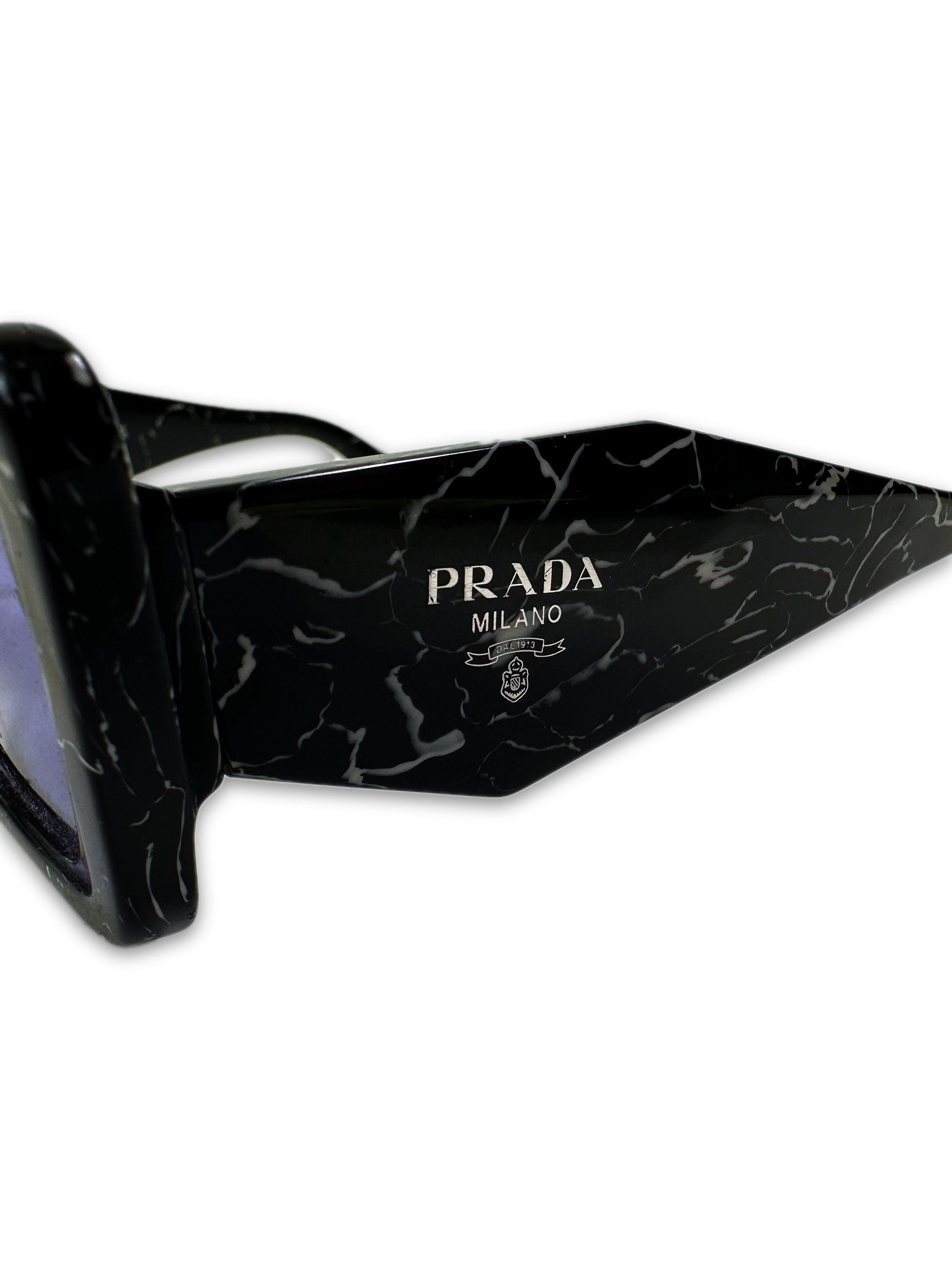 Prada Triangle Logo Geometric Frame Purple Tint Sunglasses