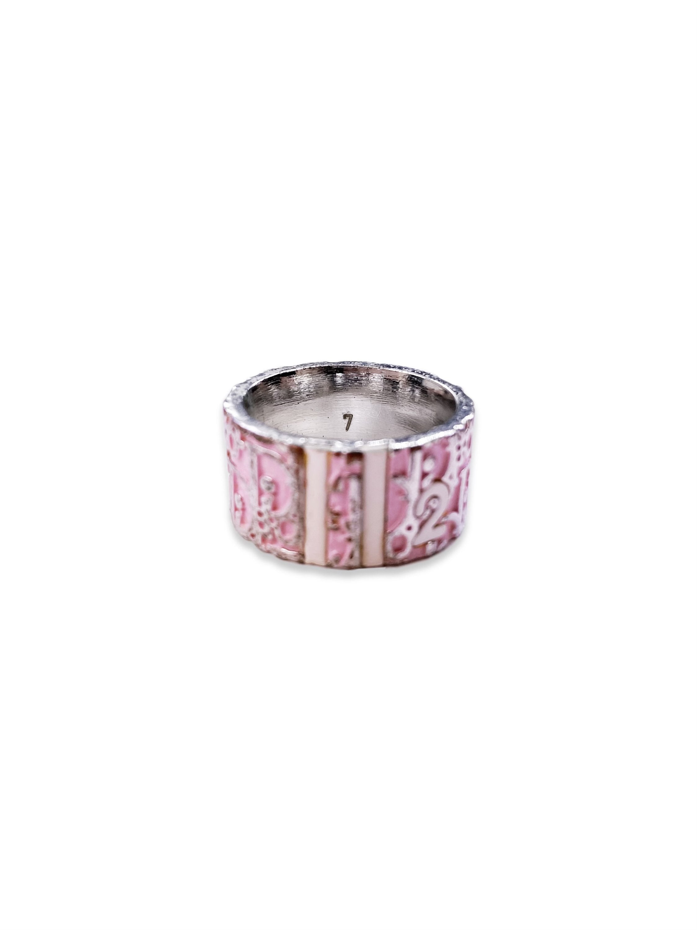 Dior “2” Hot Pink Trotter Monogram Ring