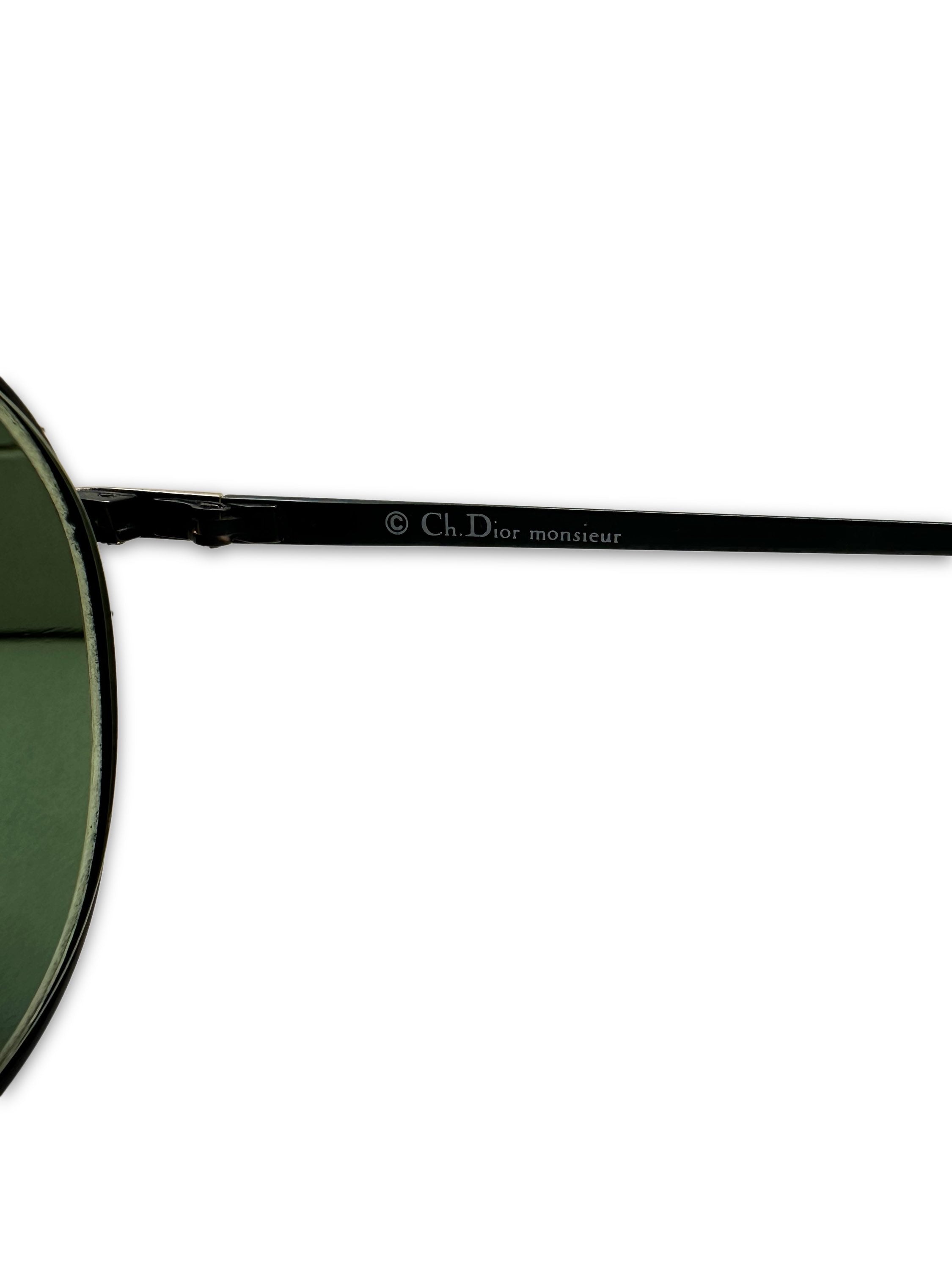 90s Dior Green Tint Metallic ‘CD’ Logo Sunglasses