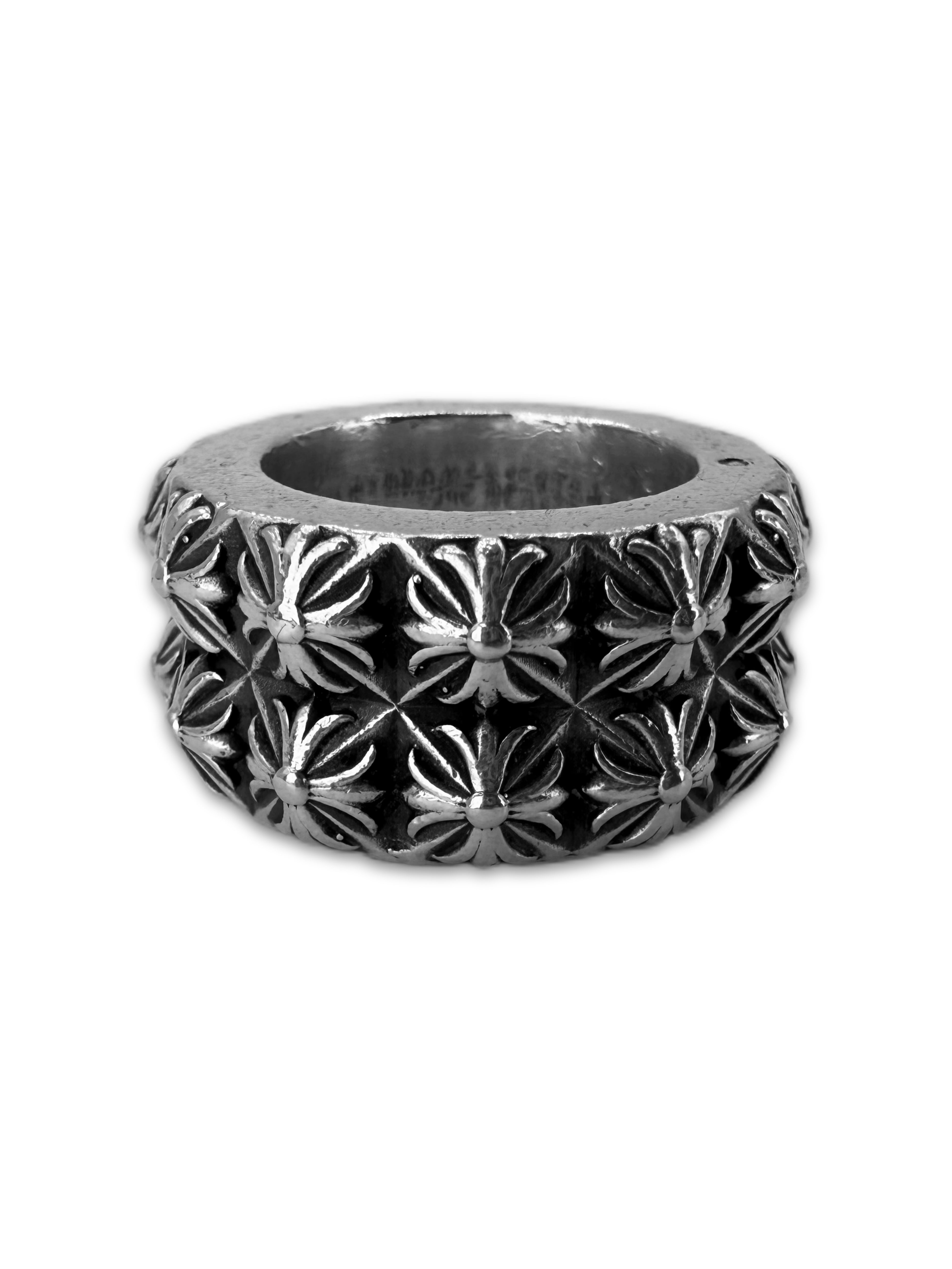 Chrome Hearts Double ‘Pete Punk’ .925 Silver Etched Ring