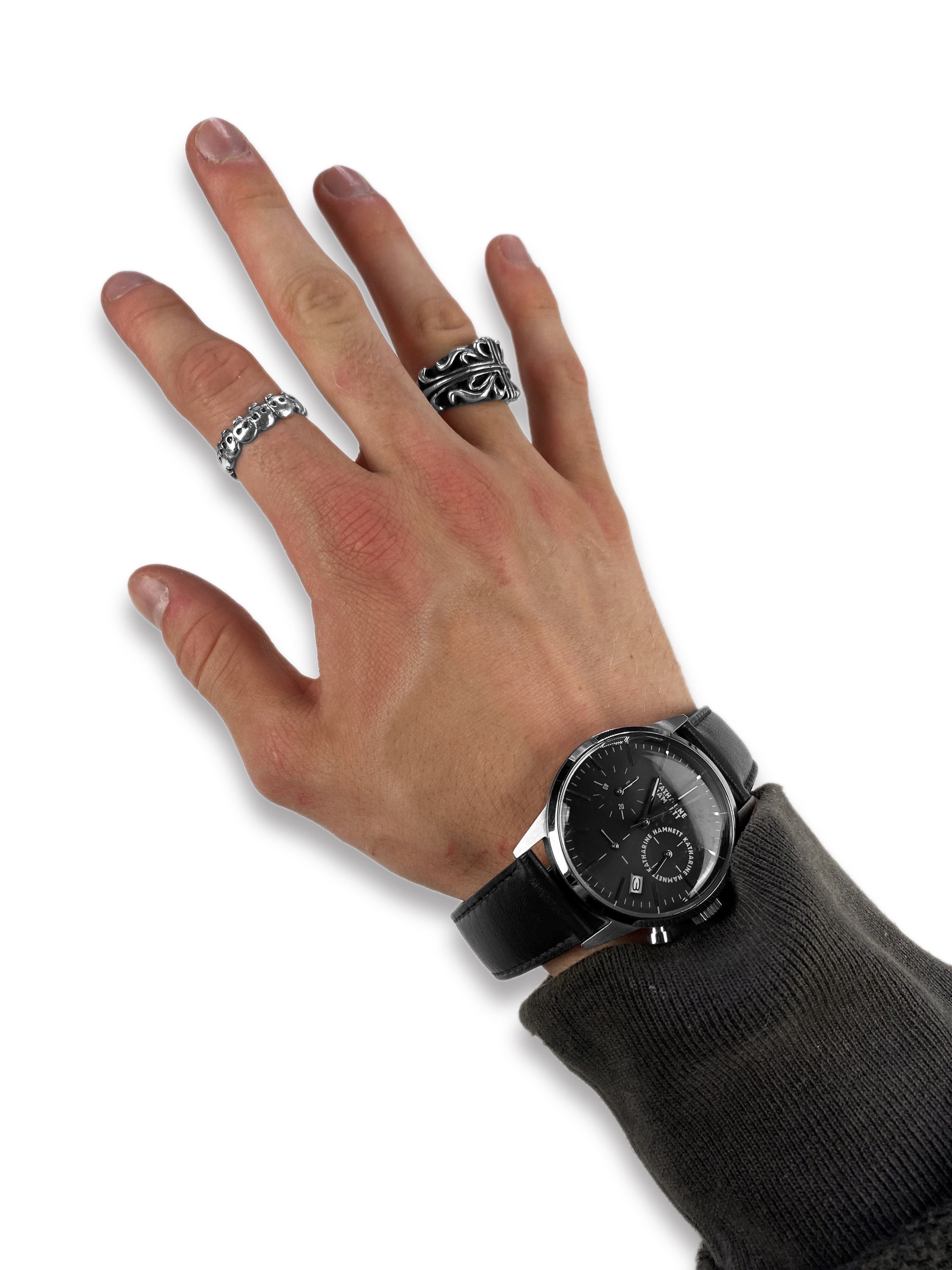 Katharine Hamnett Chronograph Black Leather Watch