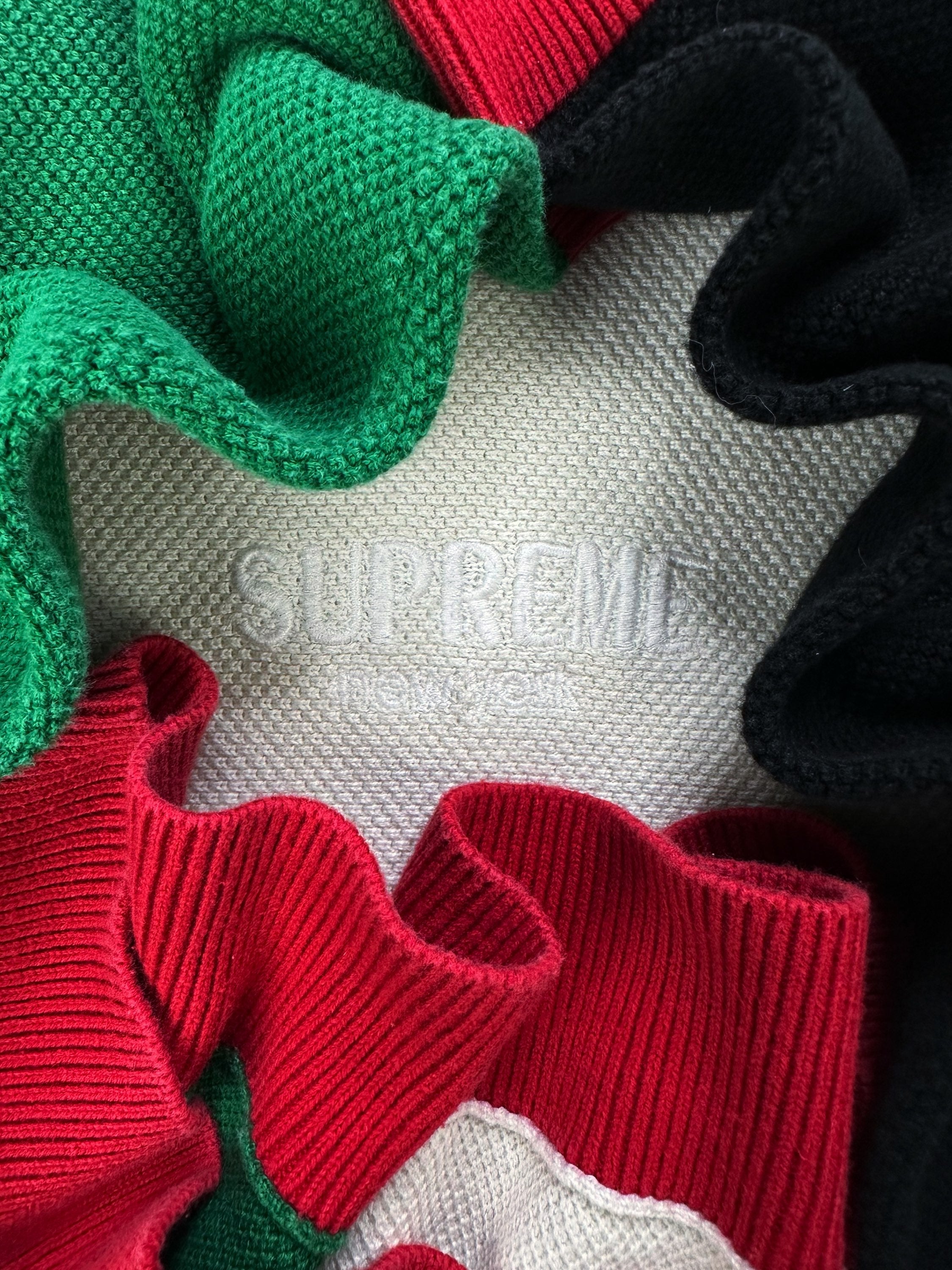 Supreme ‘Striped’ Triple Tone Embroidered Logo Knit Sweater