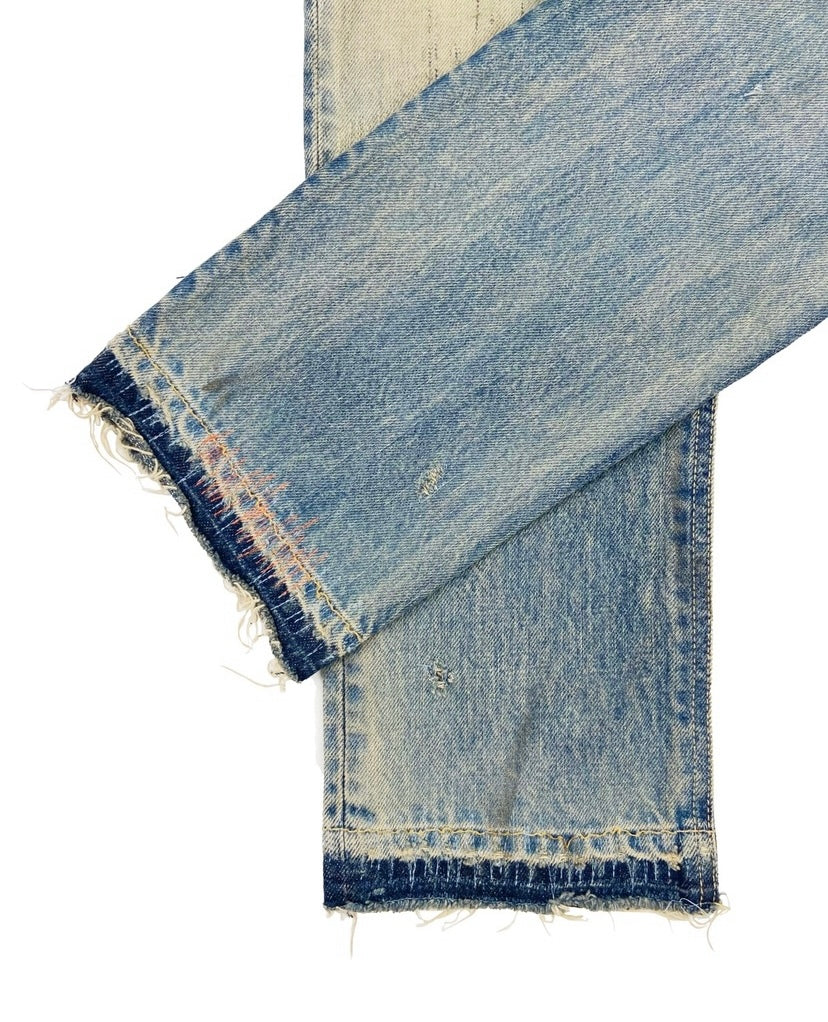 SS10 Undercover 68 Orange Yarn Sashiko Stitch Thrashed Denim