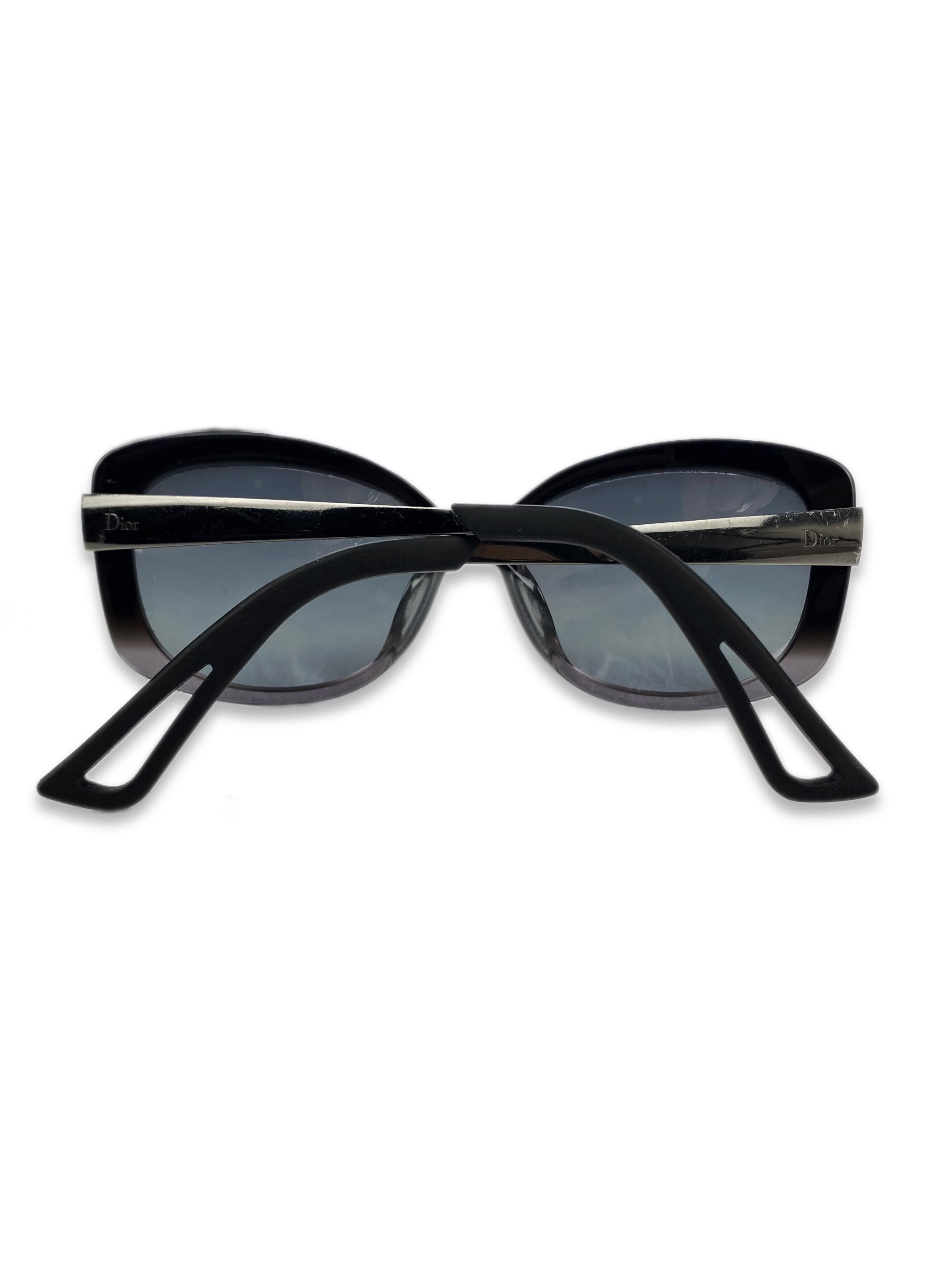 Dior Boxy Frame Etched Logo Ombré Blue Tint Sunglasses