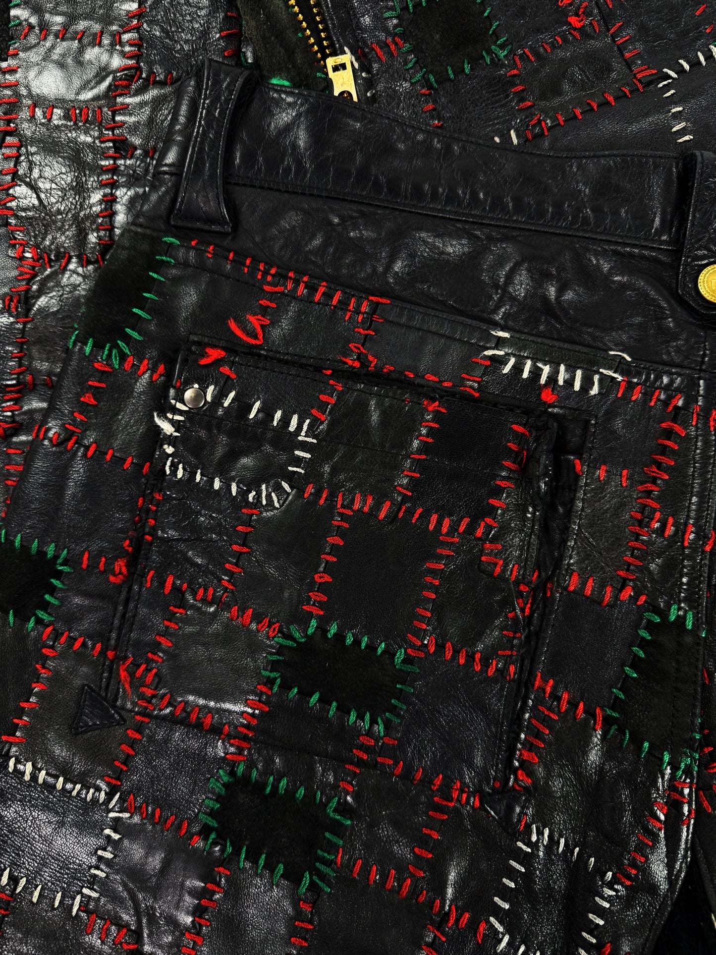 AW13 Blackmeans ‘Scab’ Calfskin Leather Patchwork Crust Pants