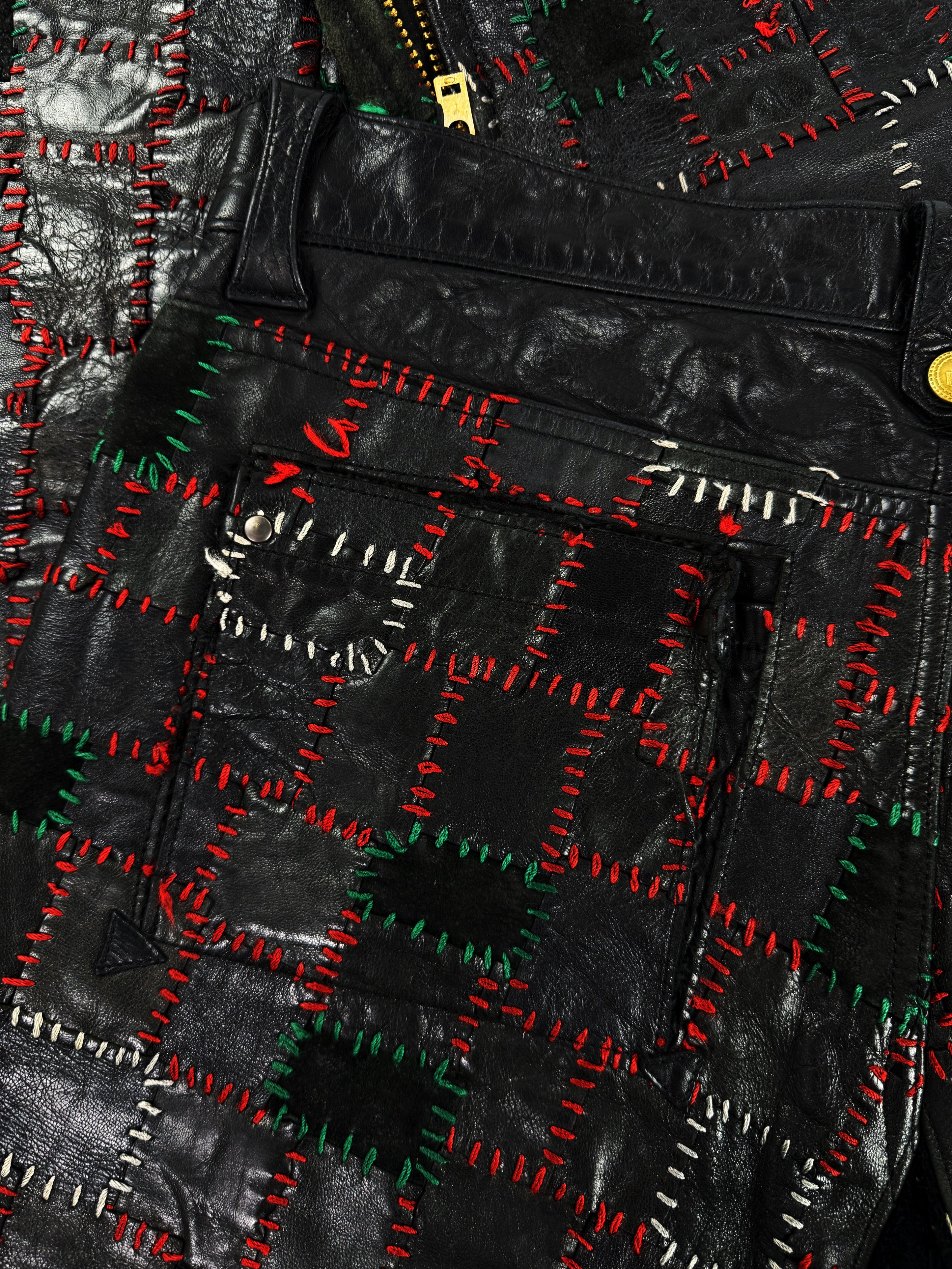 AW13 Blackmeans ‘Scab’ Calfskin Leather Patchwork Crust Pants
