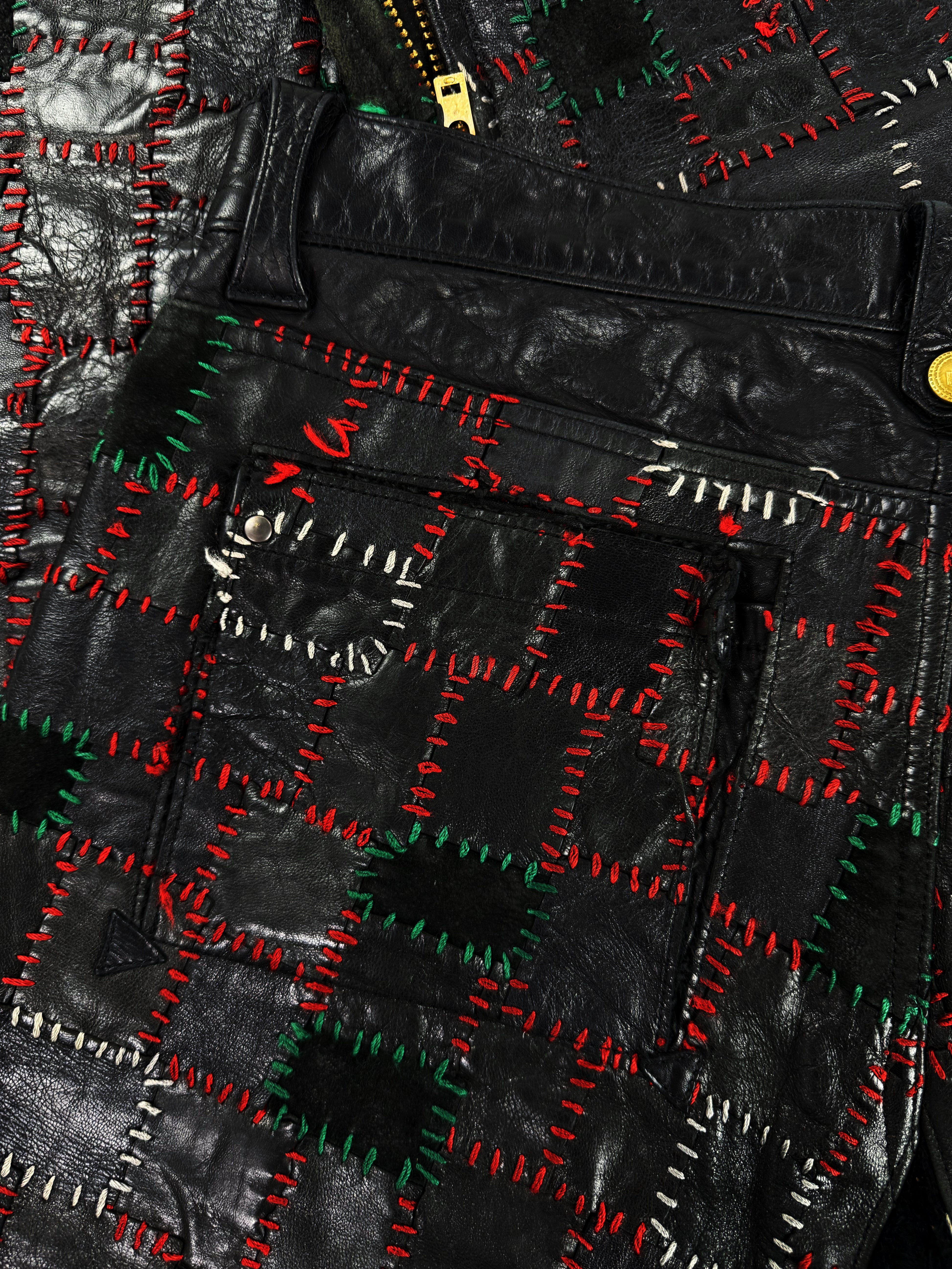 AW13 Blackmeans ‘Scab’ Calfskin Leather Patchwork Crust Pants