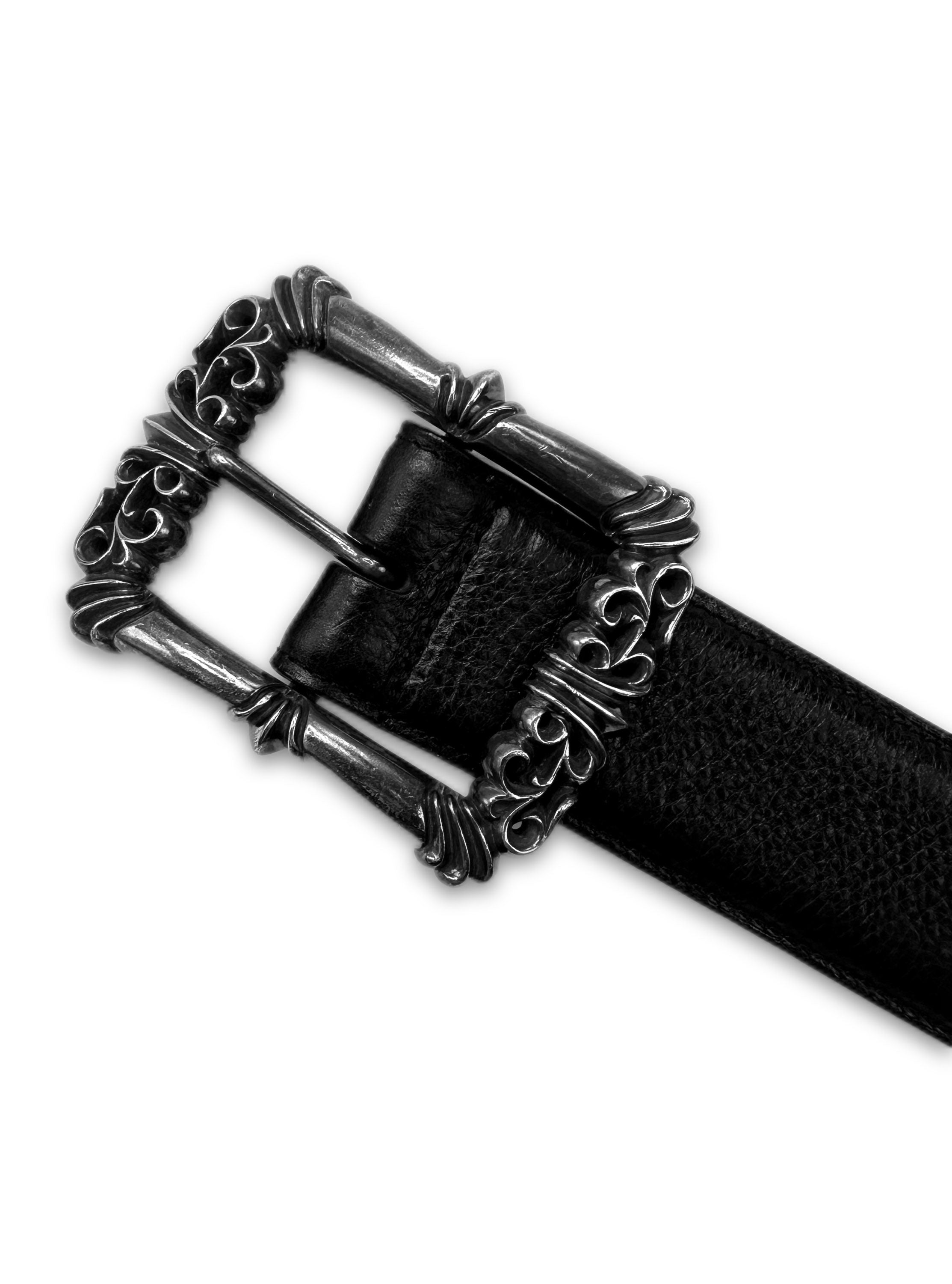 Chrome Hearts ‘Fligiree’ .925 Silver Black Leather Belt