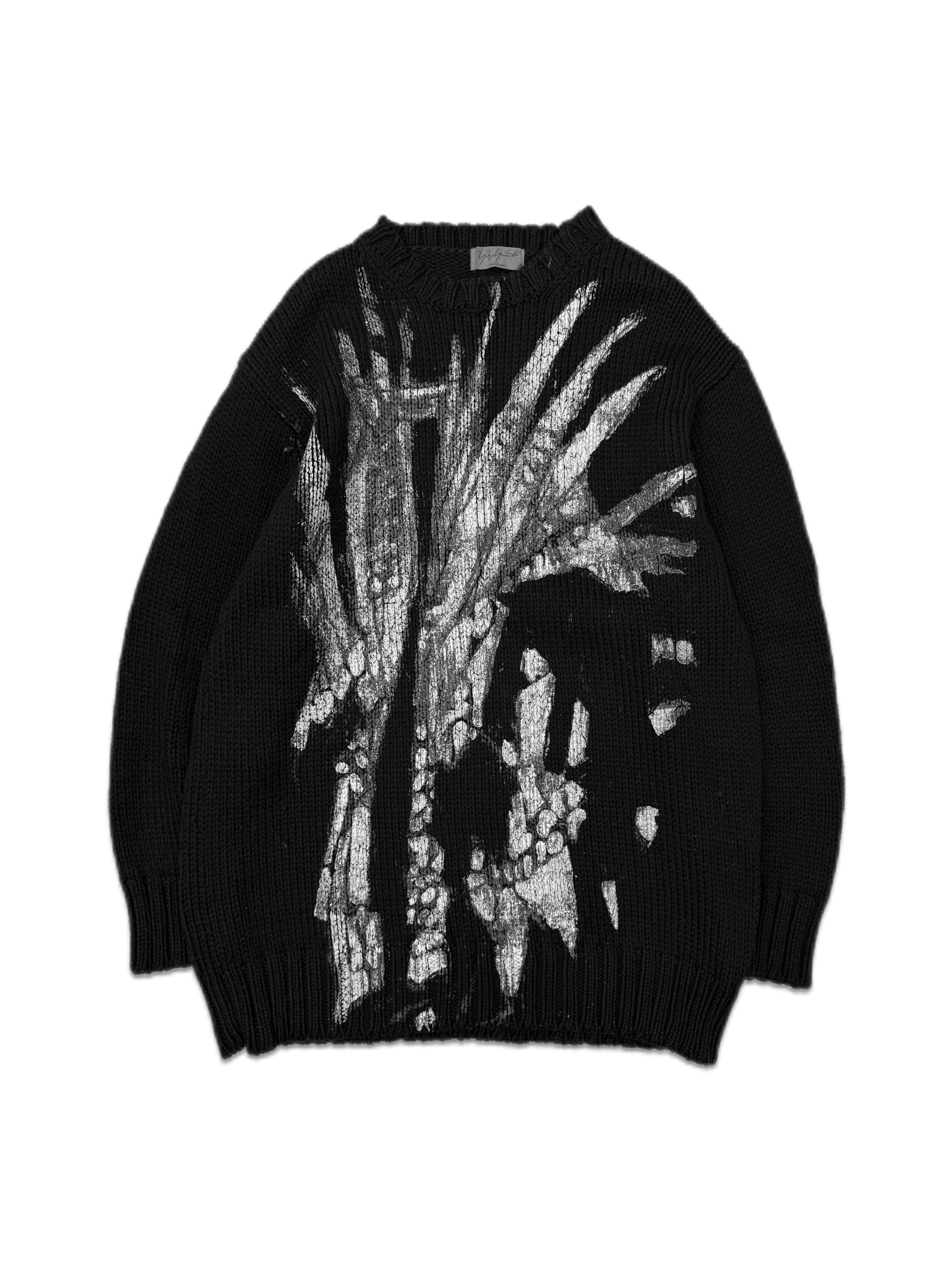 AW04 Yohji Yamamoto Hand Painted Heavy Weave Abstract Knitted Sweater