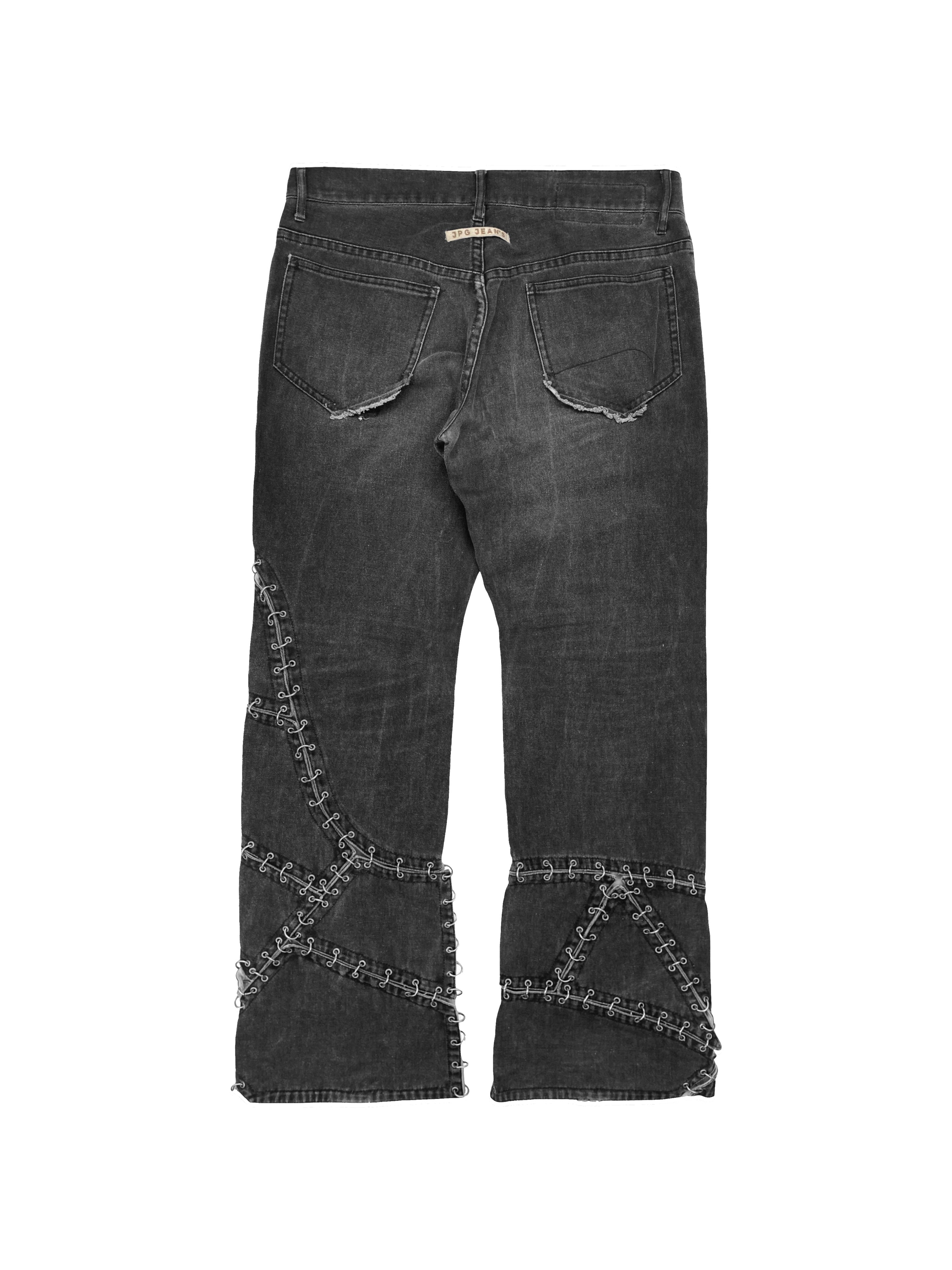 90’s Jean Paul Gaultier Asymmetric Pierced Denim Jeans